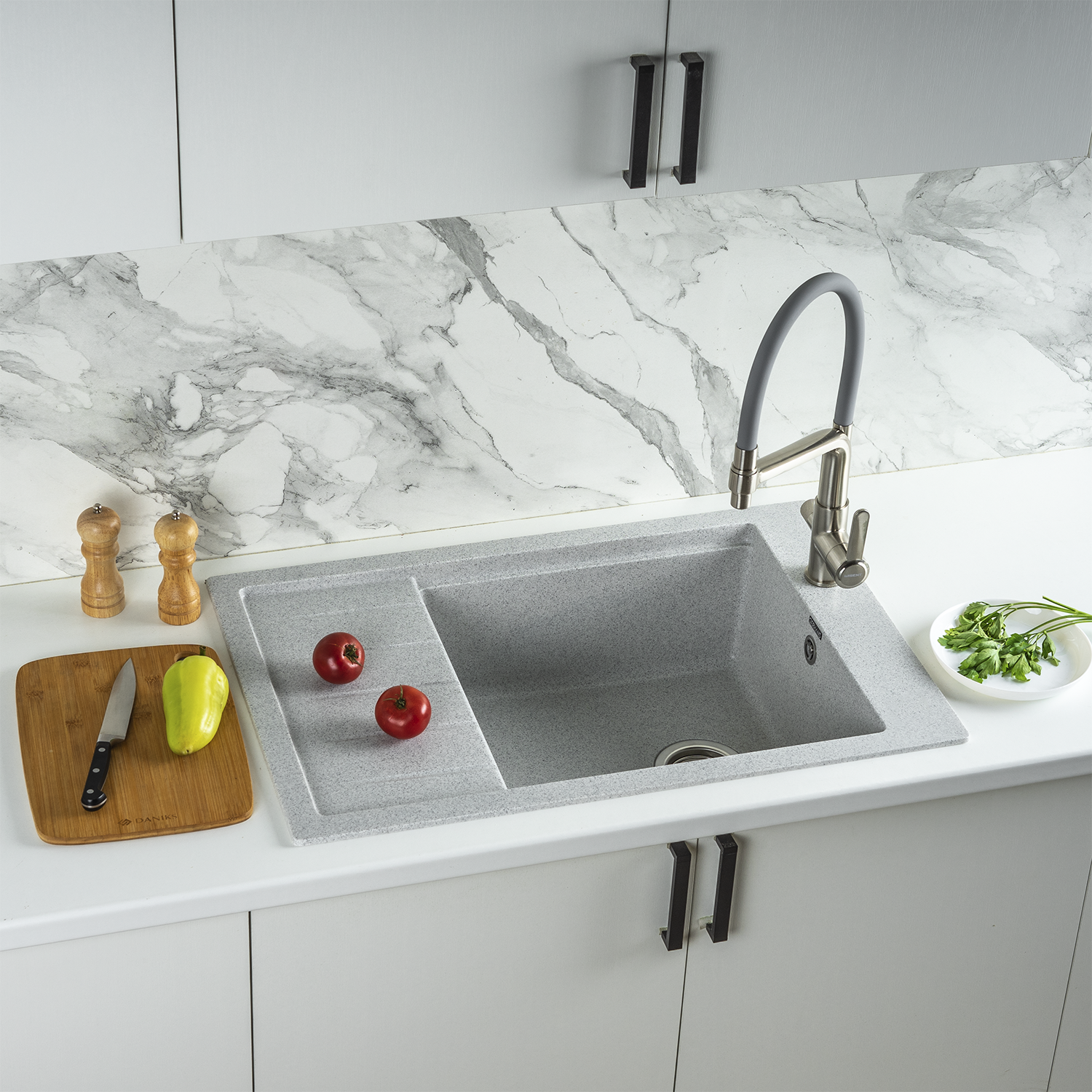 Изображение товара Мойка для кухни из искусственного камня Gerhans B28-19 серого цвета 780х510 мм