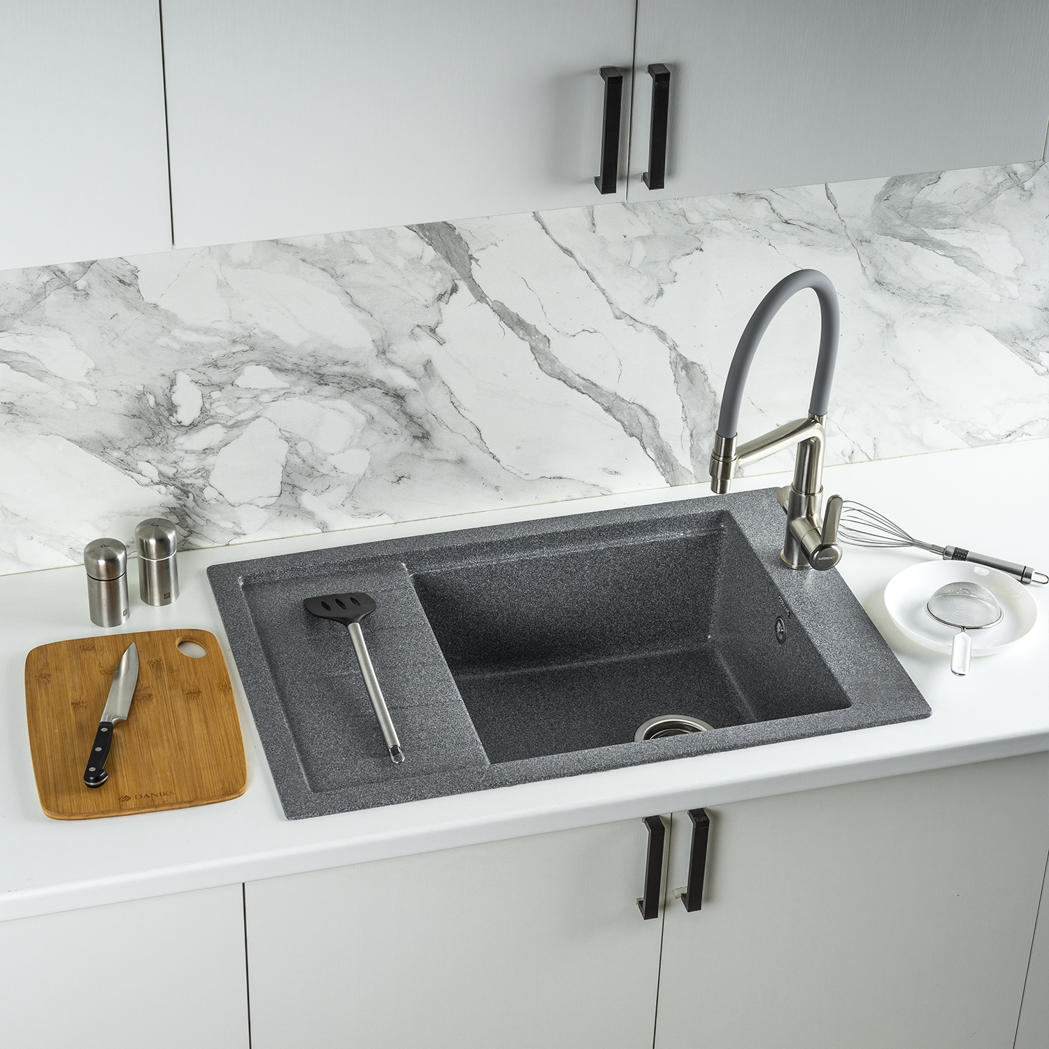 Изображение товара Мойка для кухни из искусственного камня Gerhans B28-24 графит 780х510 мм