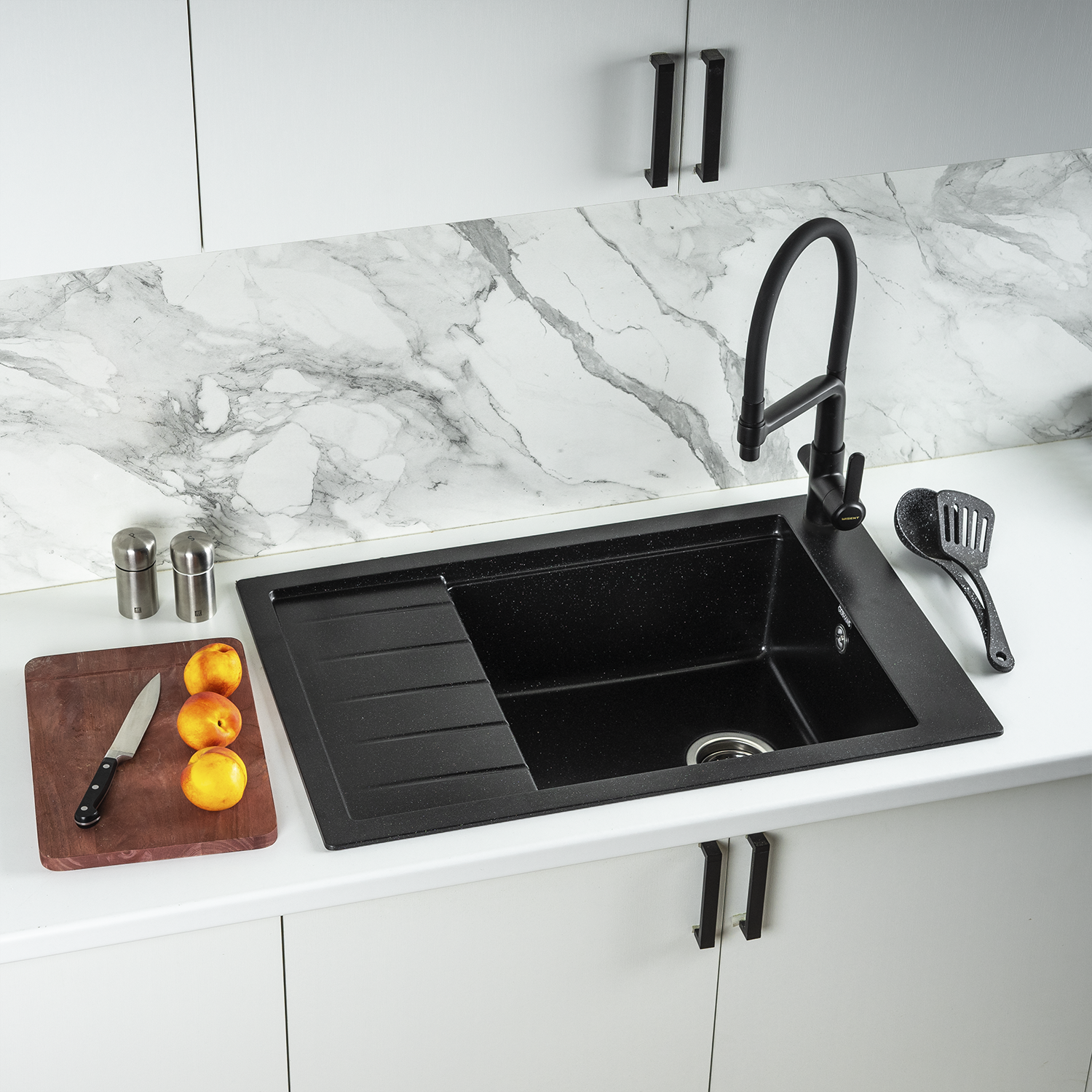 Изображение товара Мойка кухонная из искусственного камня Gerhans B28-25 оникс 780х510 мм