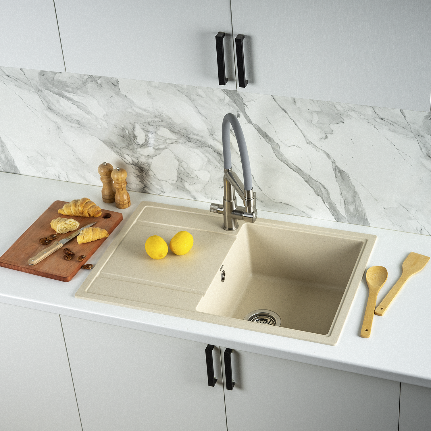 Изображение товара Мойка для кухни из искусственного камня Wisent MW780-30 крем 770x500