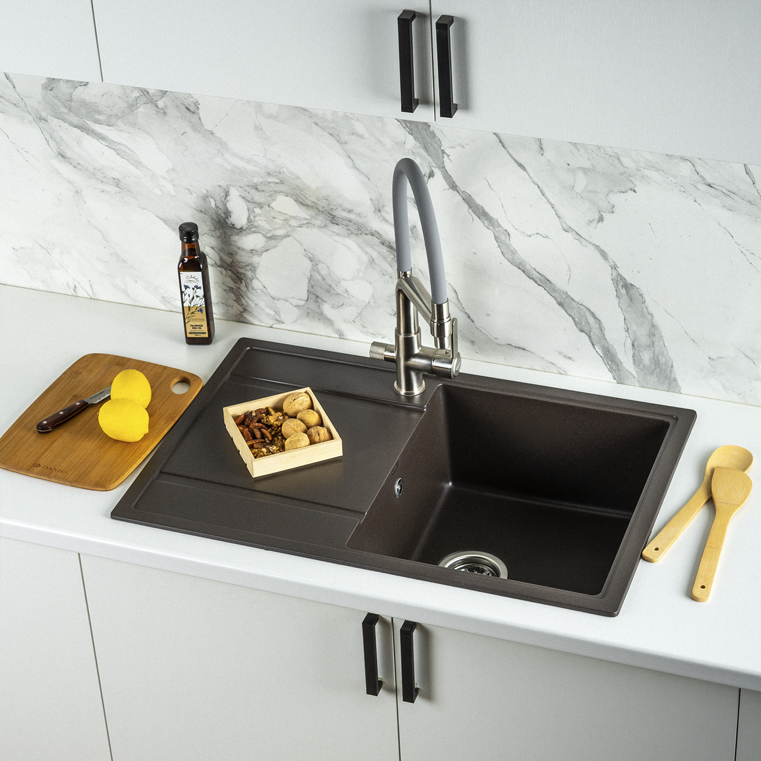 Изображение товара Мойка для кухни из искусственного камня Wisent MW780-27 кофе 770x500