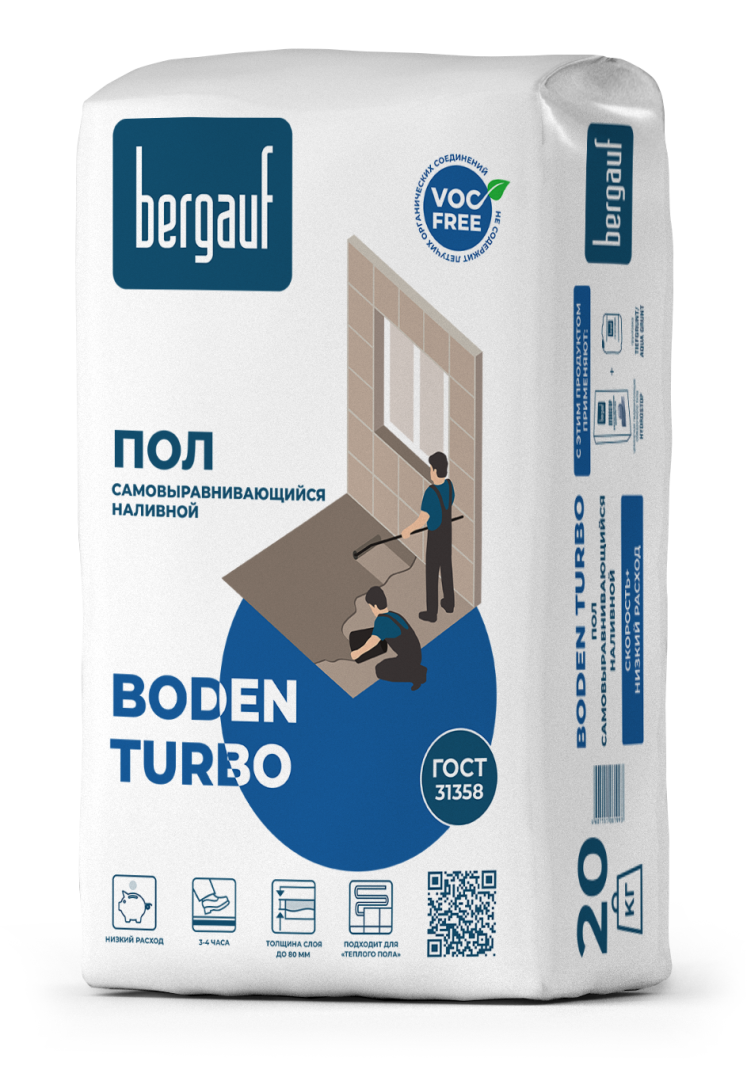 Изображение товара Наливной пол Bergauf Boden Turbo 20 кг для выравнивания пола