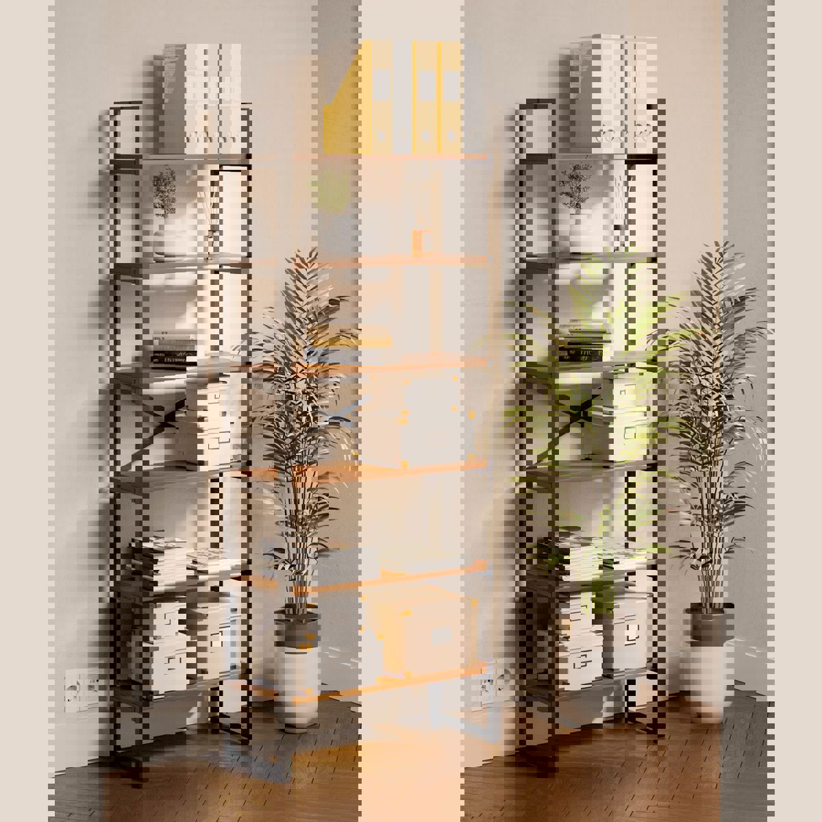 Изображение товара Стеллаж напольный Ммк лофт 69x170x30 см нагрузка до 50 кг ЛДСП цвет орех