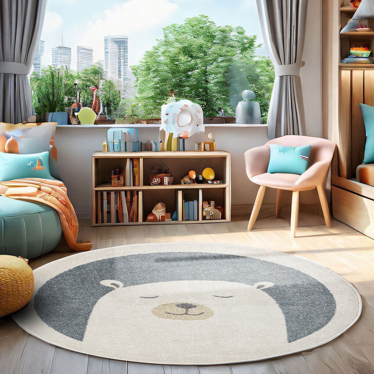 Изображение товара Круглый ковер Призма ø100 см из полипропилена с абстрактным рисунком