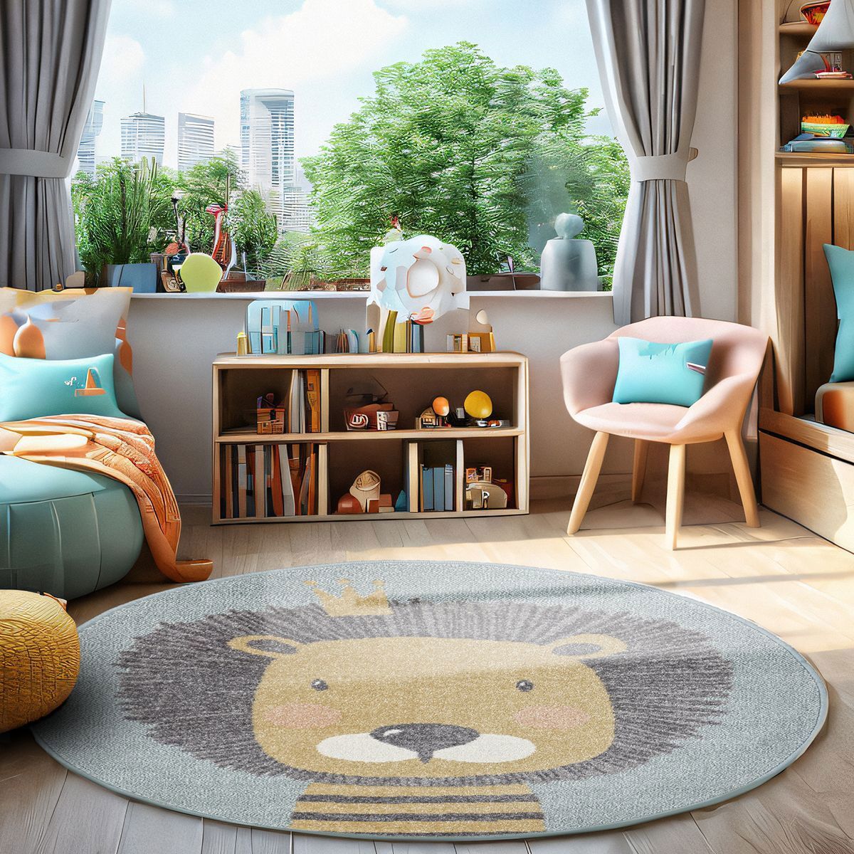 Изображение товара Круговой ковер Призма ø100 см разноцветный из полиэфира и полипропилена