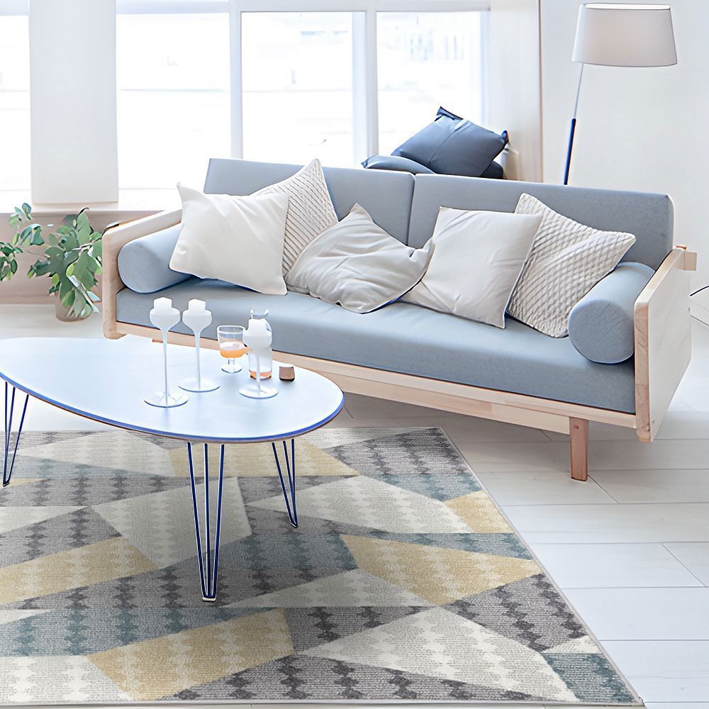 Изображение товара Ковёр Призма 100x200 см из полиэтилена желтый геометрический дизайн