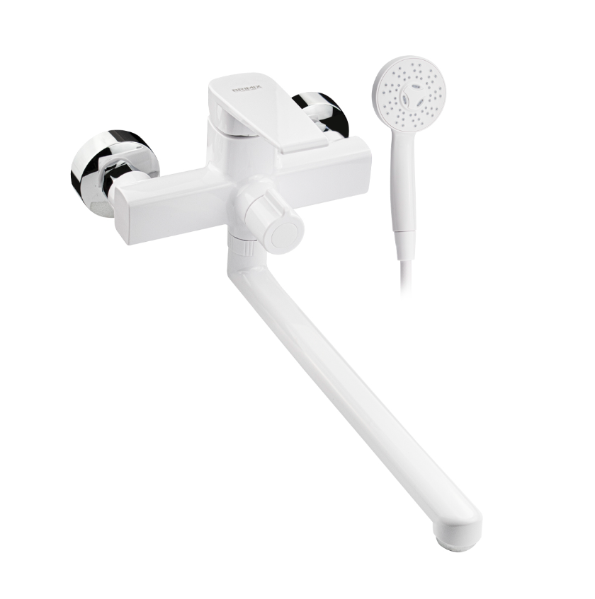 Изображение товара Смеситель для ванны Brimix Смеситель для ванны 5565 однорычажный с душевой лейкой цвет белый