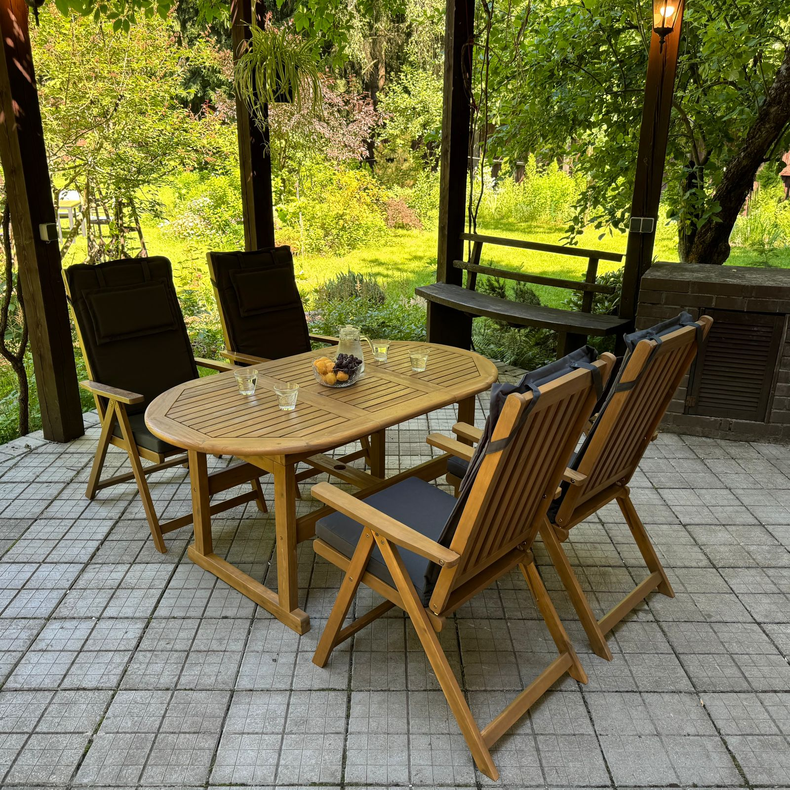 Изображение товара Обеденный комплект садовой мебели Royal Family 464-51 акация 4 кресла овалый стол