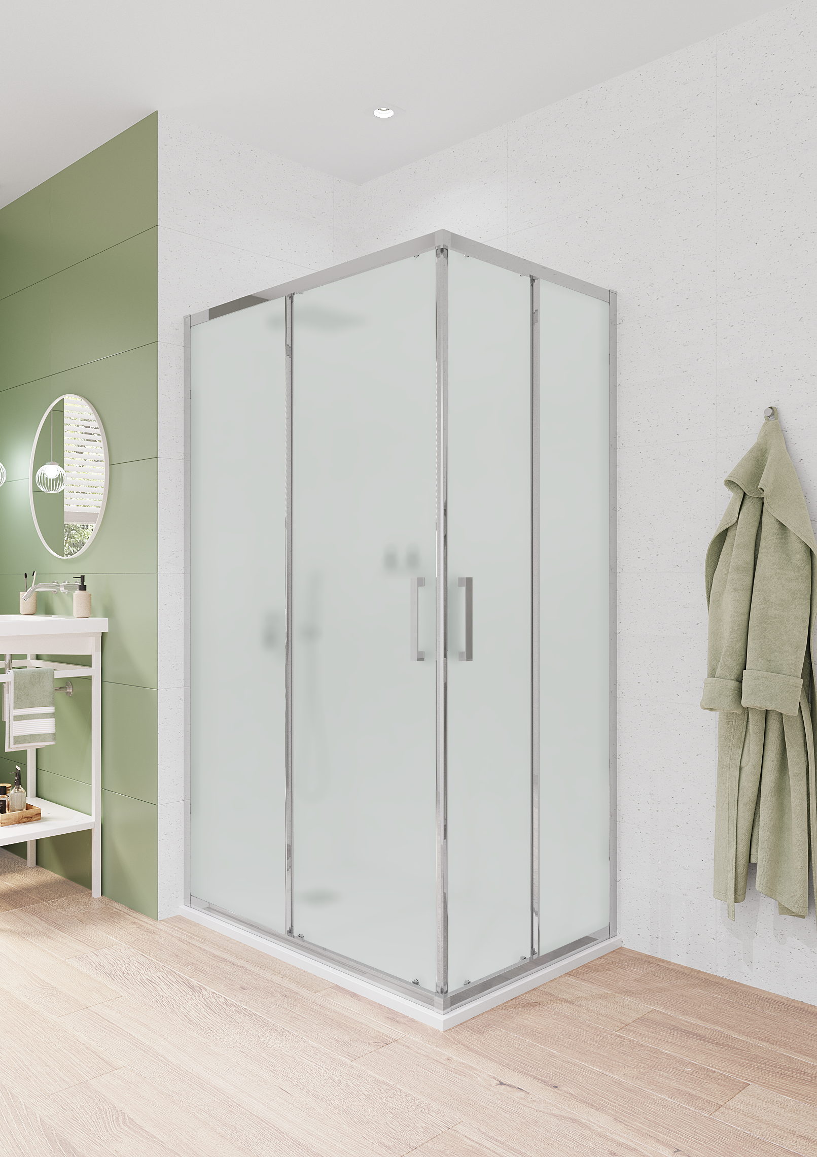 Изображение товара Душевой уголок Март Квадро 80x120 см с раздвижной дверью хромированный профиль