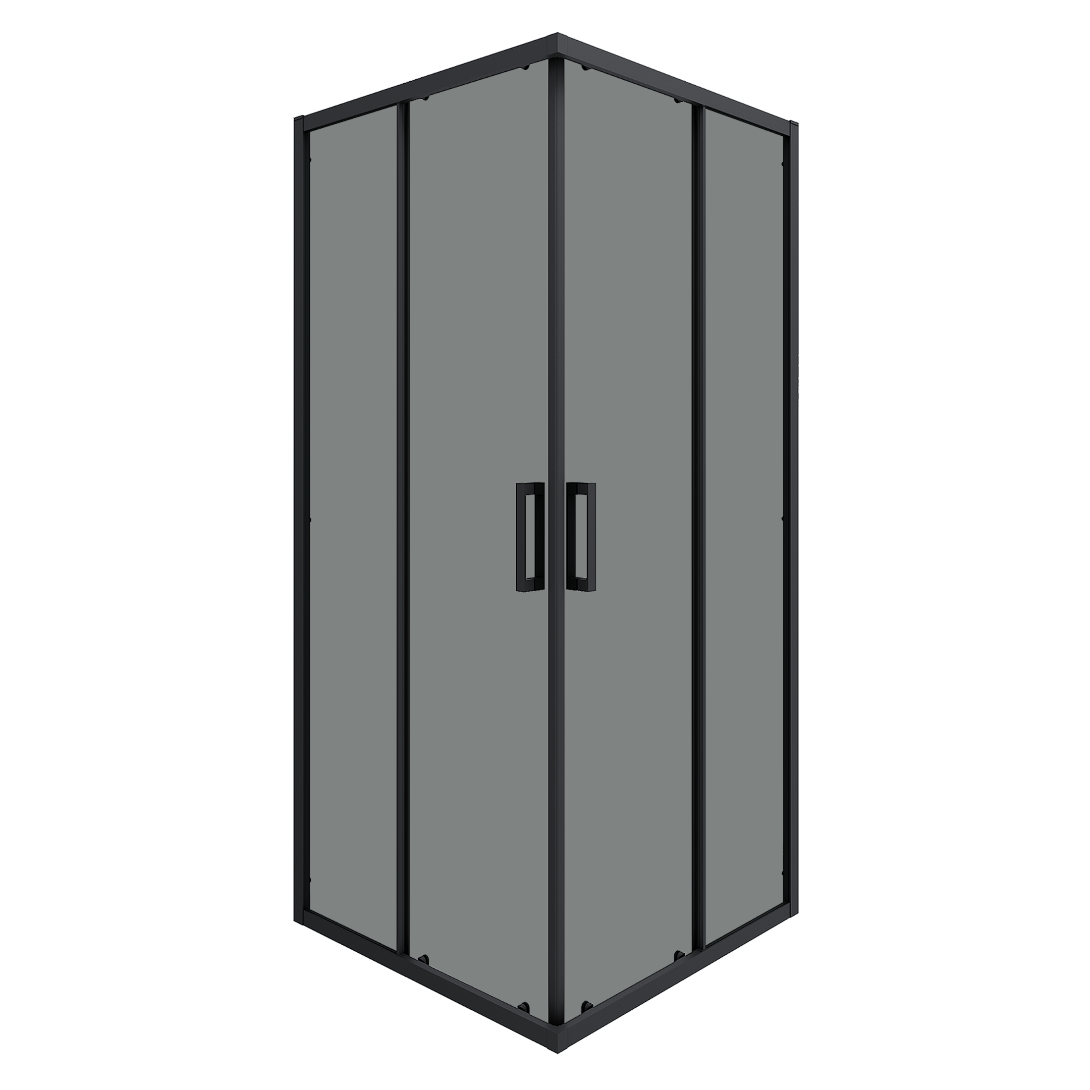 Душевой уголок Март Квадро Black квадратный 90x90 см черный профиль тонированное стекло раздвижной - 2