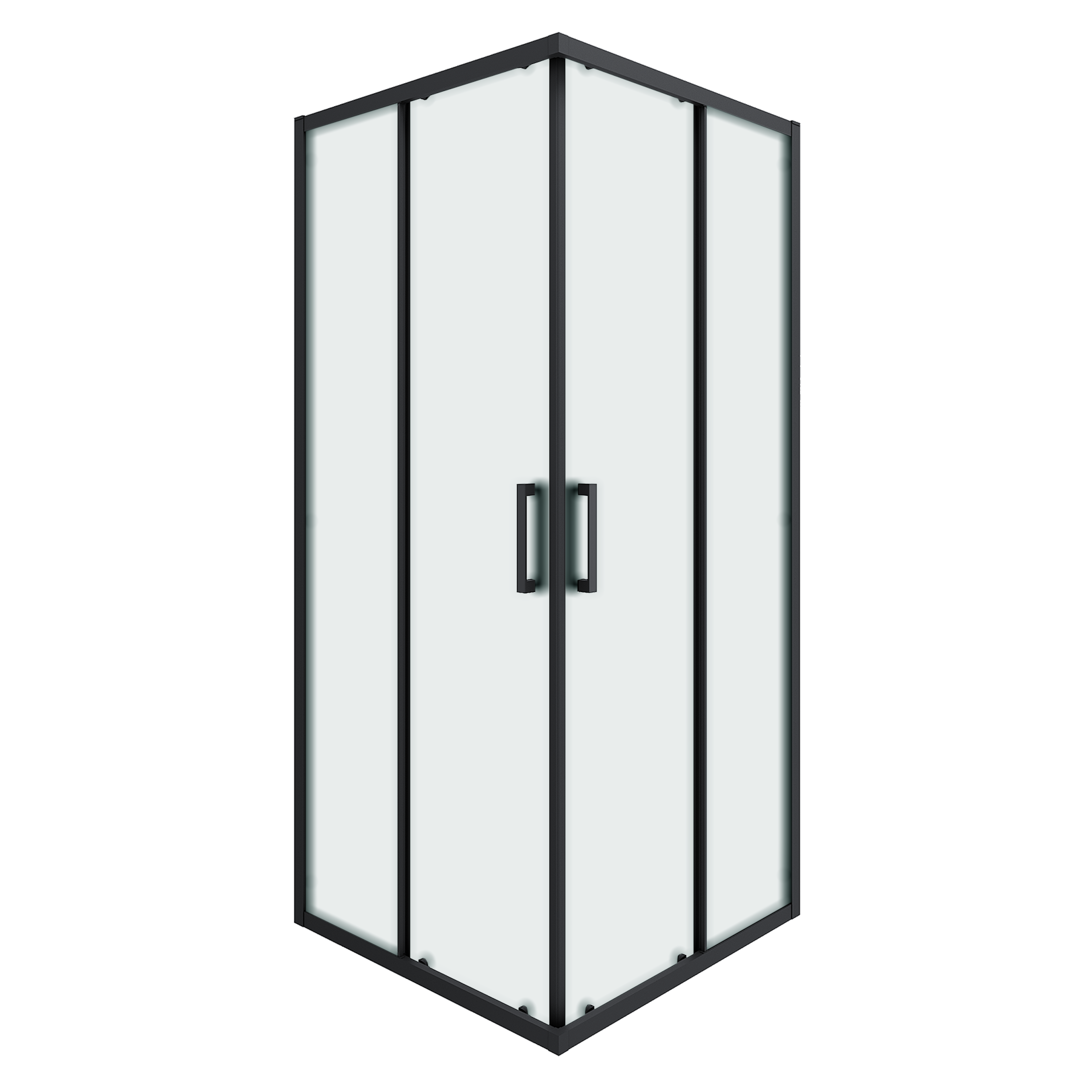 Душевой уголок Март Квадро Black квадратный 90x90 см черный профиль матовое стекло раздвижной - 2