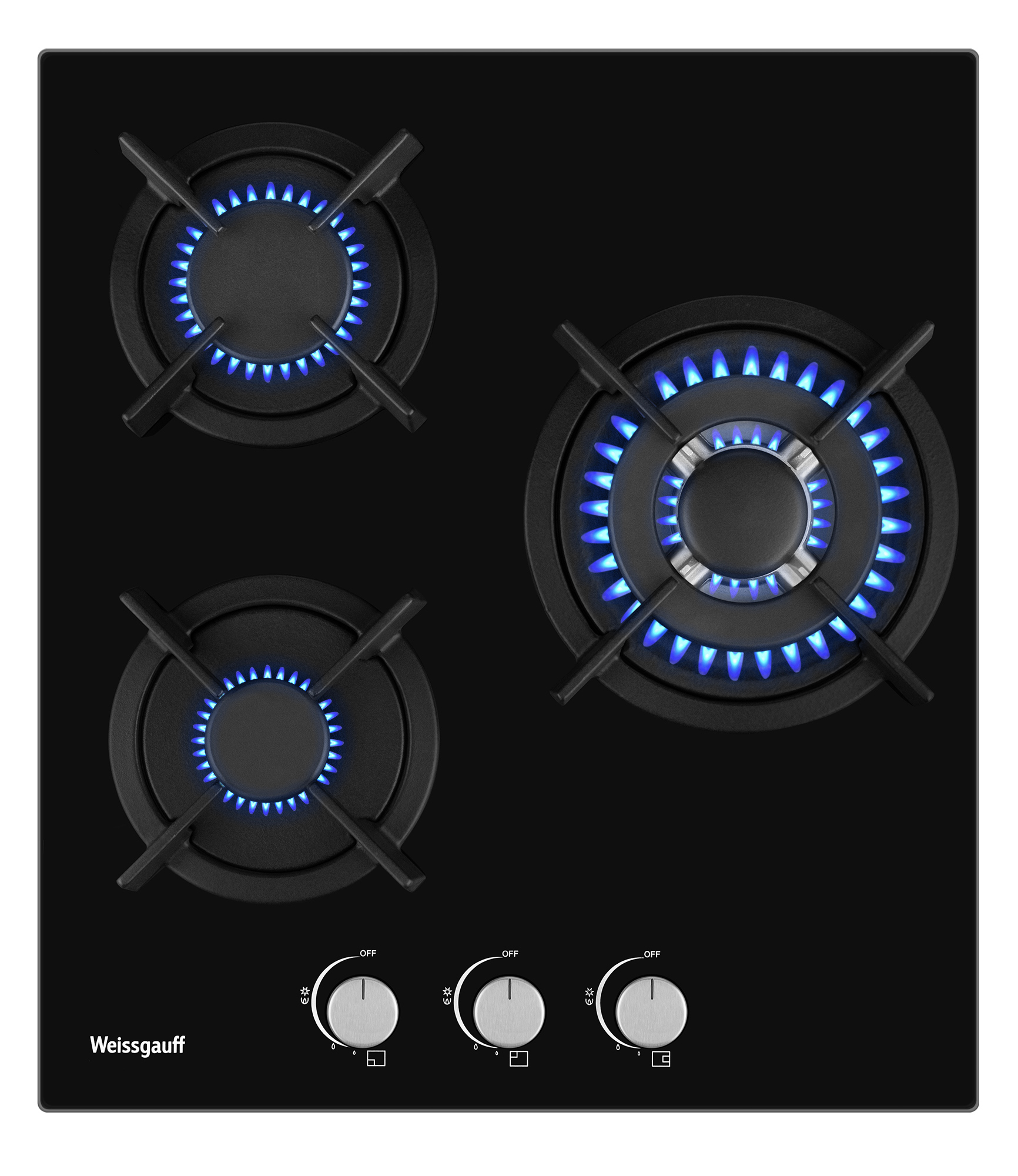 Изображение товара Газовая варочная панель Weissgauff HG 451 Bgh 45 см 3 конфорки черная Изображение товара Газовая варочная панель Weissgauff HG 451 Bgh 45 см 3 конфорки черная