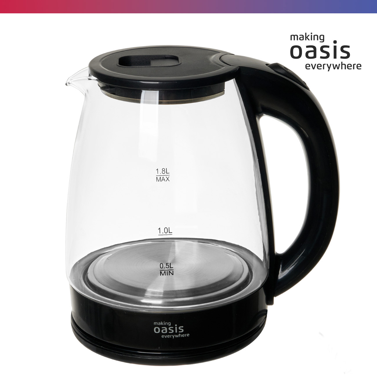 Изображение товара Электрический чайник 1.8 л MAKING OASIS EVERYWHERE K-8Gb стекло черный