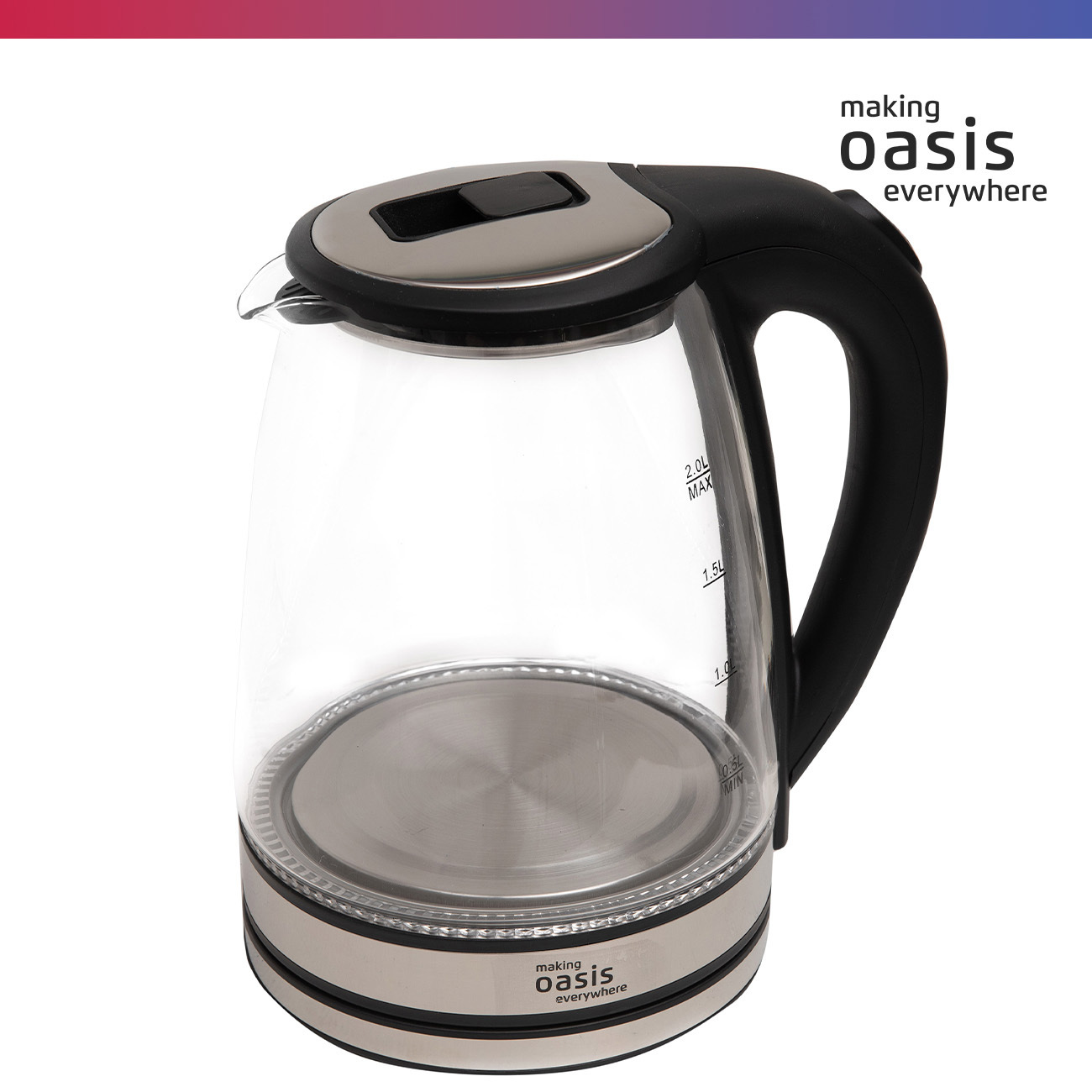 Изображение товара Электрический чайник 2 л Making oasis everywhere K-8GS стекло черный