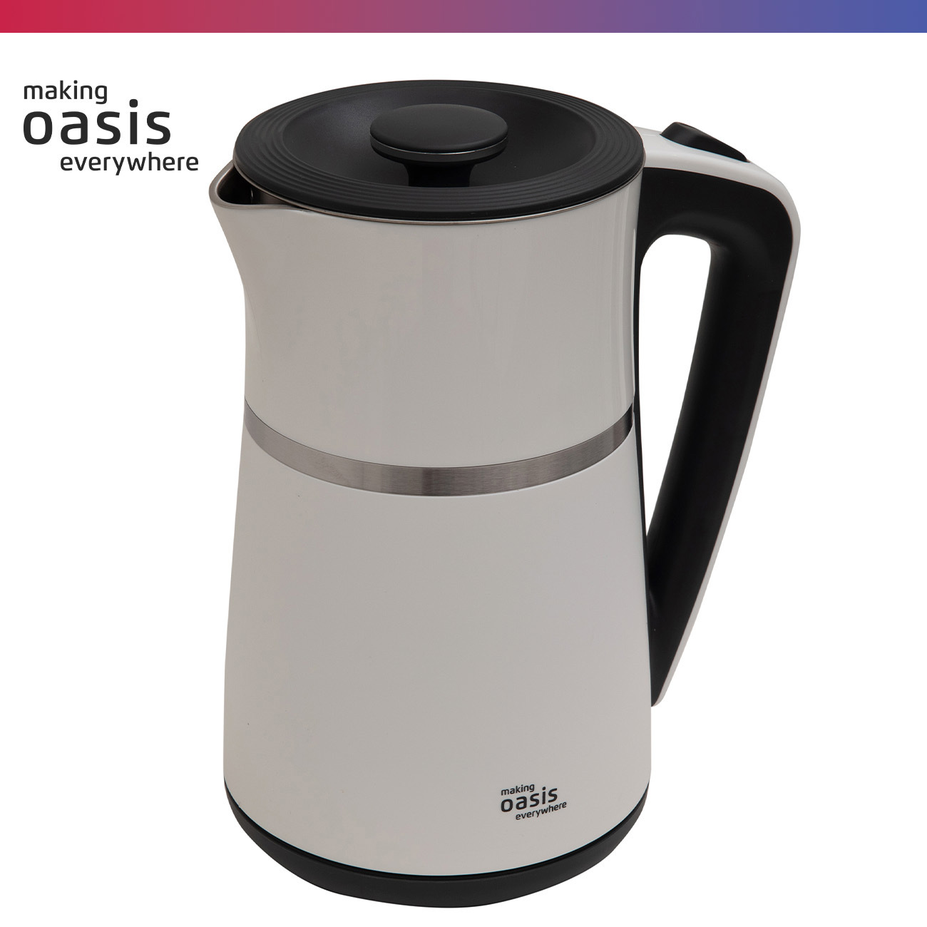 Изображение товара Электрический чайник 1.7 л Making Oasis Everywhere K-4SPW нержавеющая сталь белый и черный