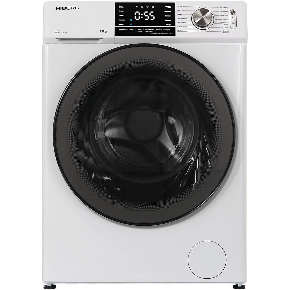 Изображение товара Стиральная машина Hiberg i-DDQ6A 1214 W 12 кг белый мощная и тихая с функцией i-DOS