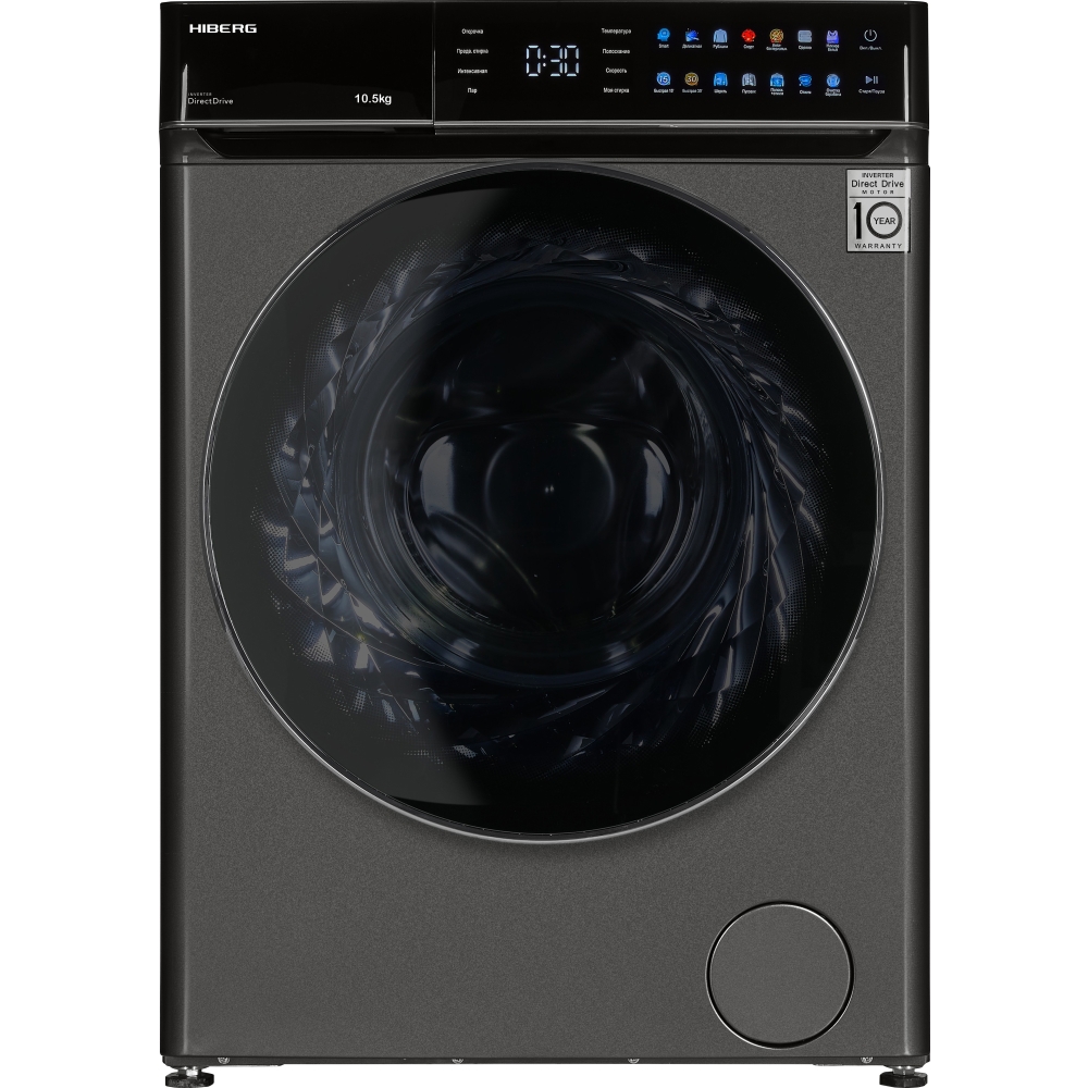 Изображение товара Стиральная машина Hiberg I-ddq11 - 1014 sd 60x85x60 см 10 кг цвет темно-серый