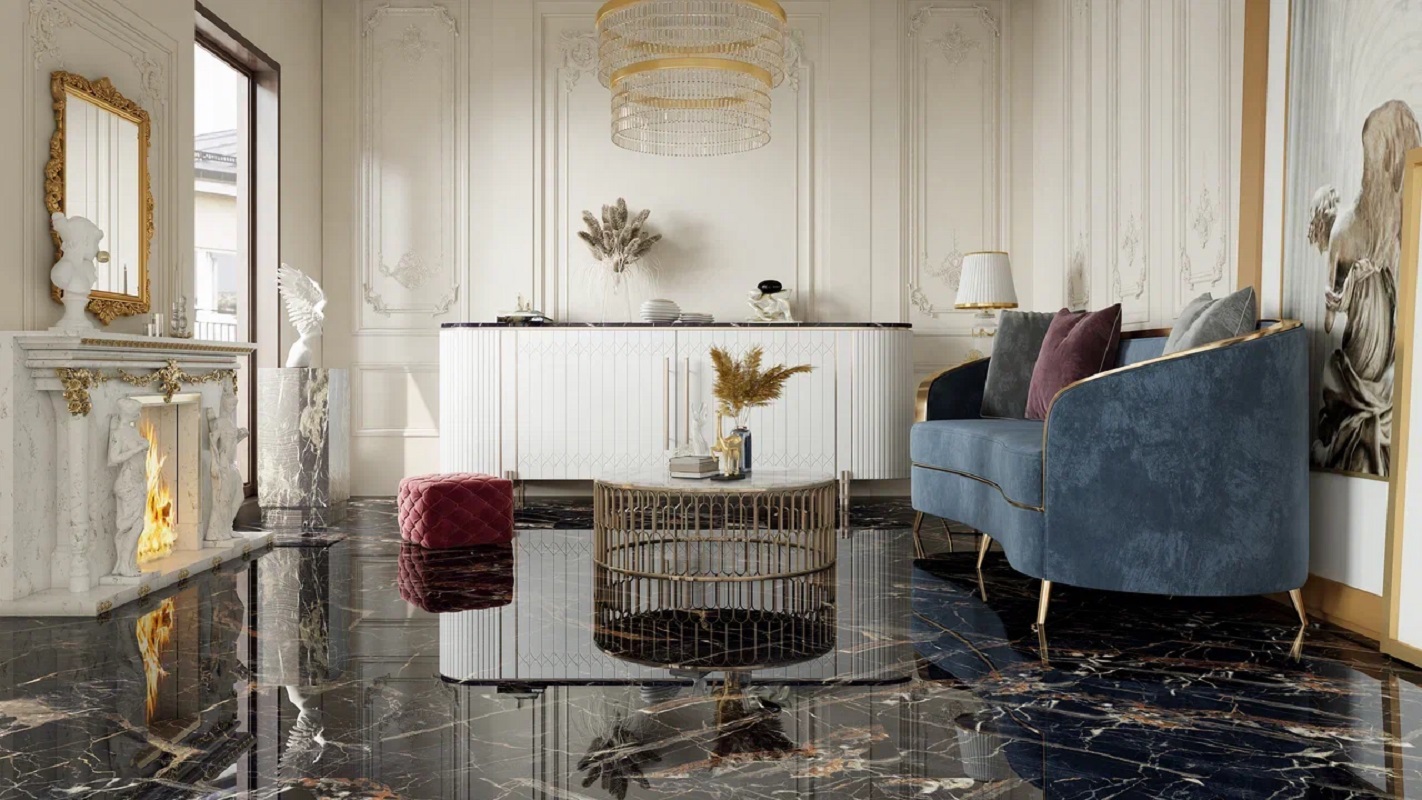 Изображение товара Керамогранит Velsaa Alcantro Nero 1600x800 80x160 см черный глянцевый