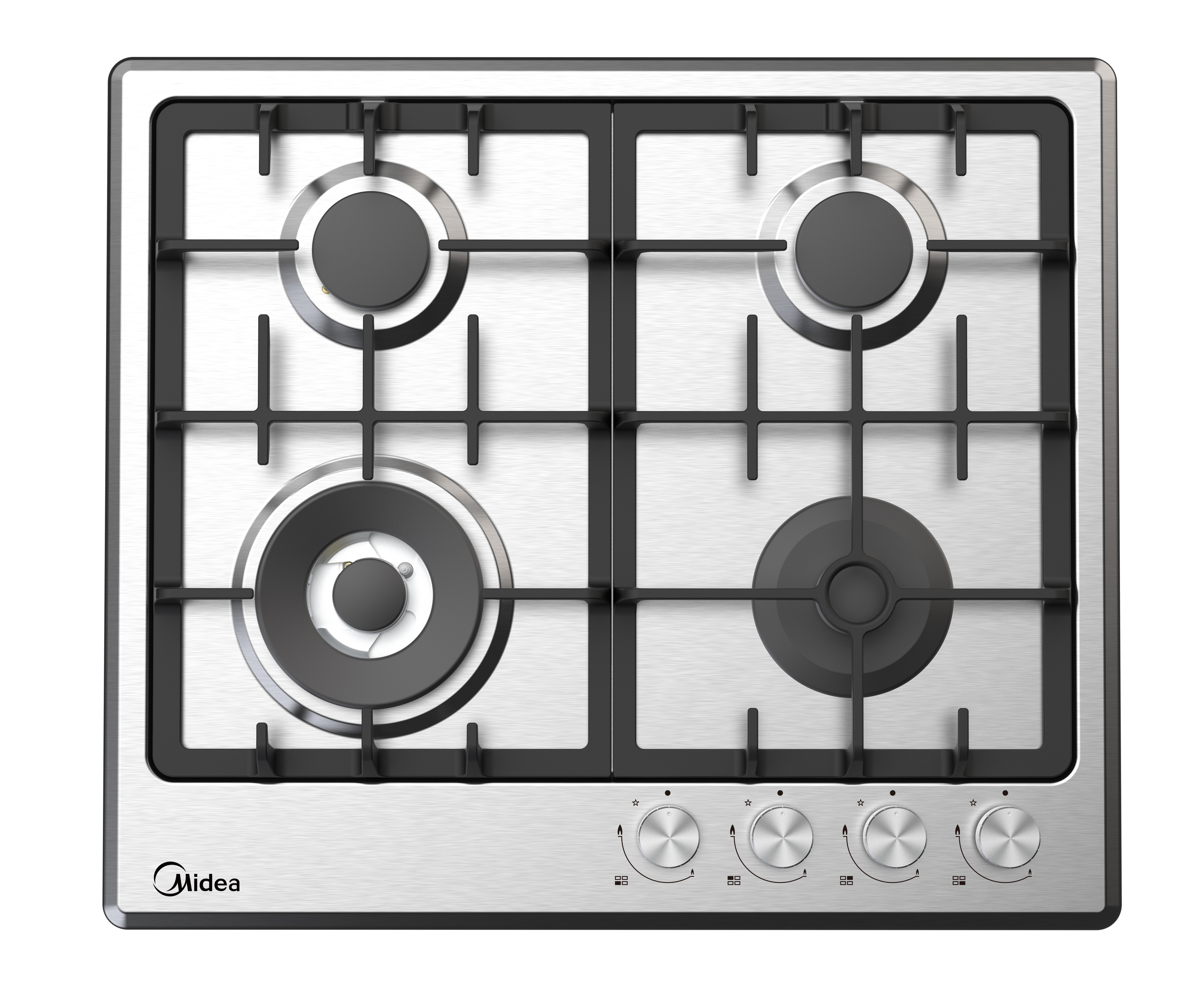 Газовая варочная панель Midea MG643TX 60 см 4 конфорки цвет нержавеющая сталь - 2