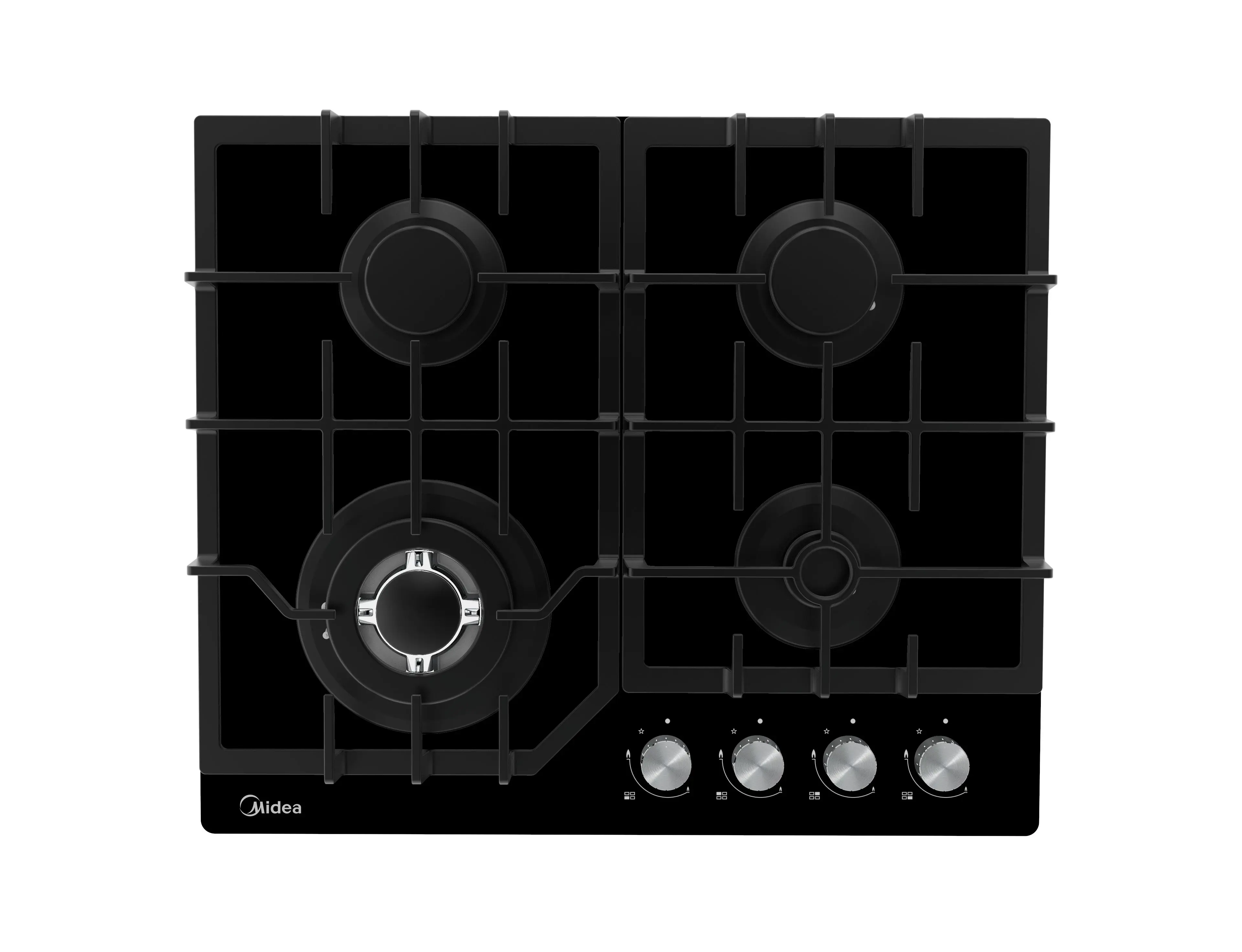 Газовая варочная панель Midea MG643TGB 60 см 4 конфорки цвет черный - 1