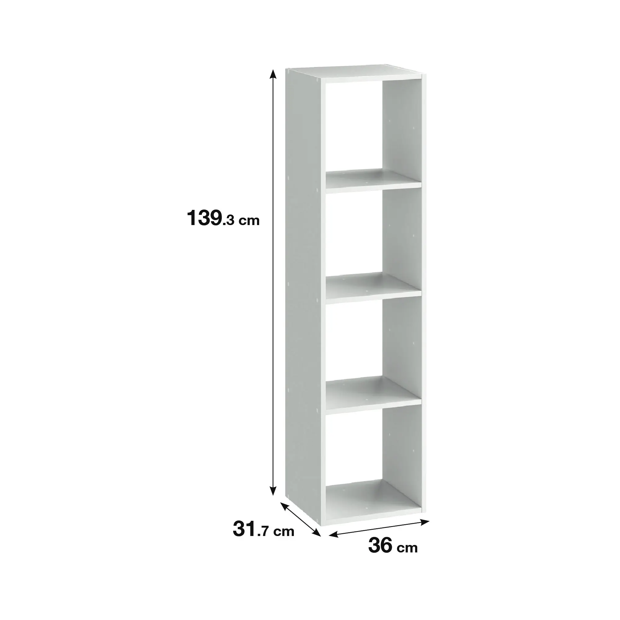 Стеллаж Spaceo KUB 4 секции 36x139.3x31.7 см ЛДСП цвет белый - 1