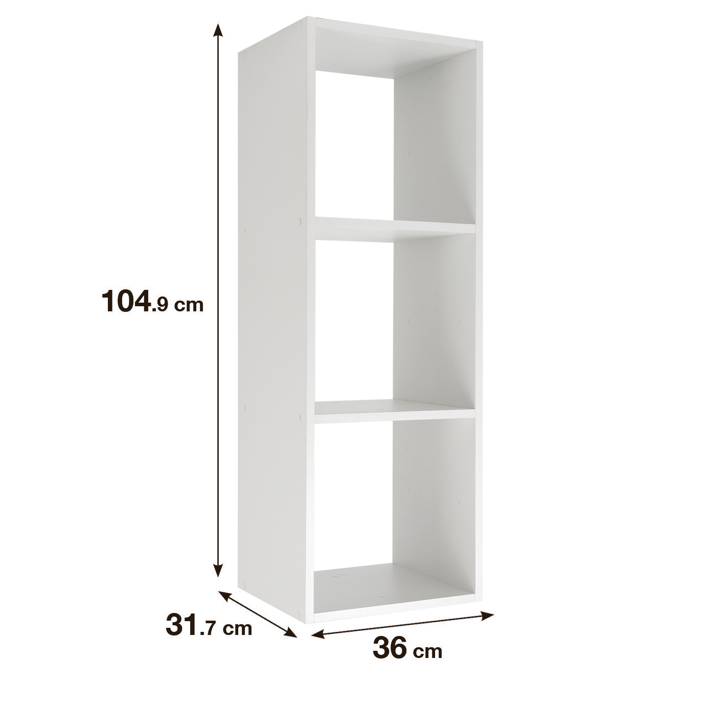 Стеллаж Spaceo KUB 3 секции 36x104.9x31.7 см ЛДСП цвет белый - 1