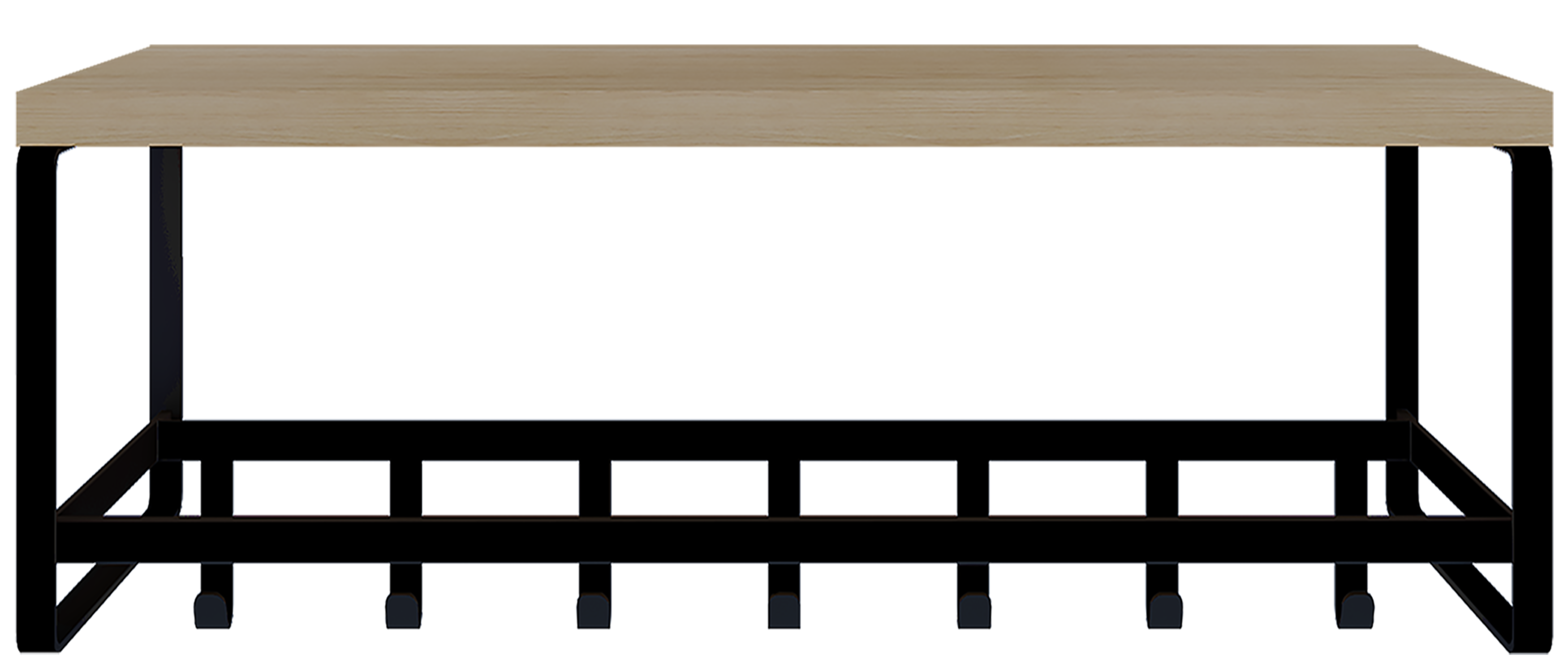 Вешалка настенная Otto 7 крючков 65x21x25 см цвет бежевый/чёрный - 1
