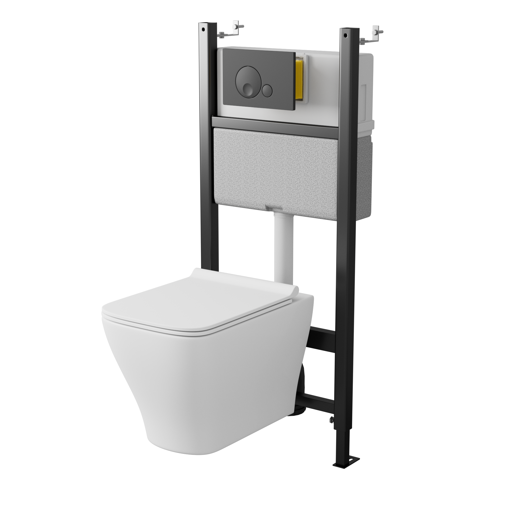 Изображение товара Комплект инсталляция с унитазом Aster безободковый с микролифтом клавиша Globe Soft-Touch цвет черный