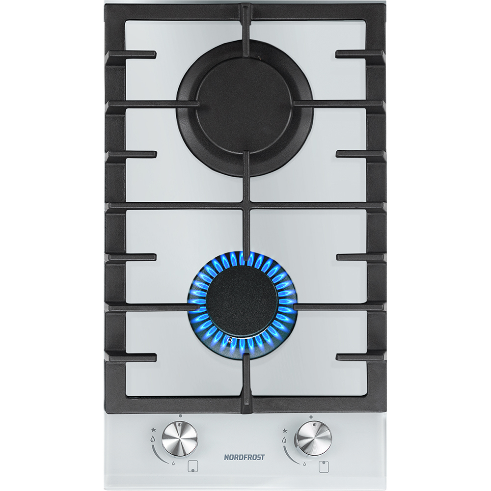 Изображение товара Газовая варочная панель NORDFROST HM 3023 W 30 см две конфорки белое стекло