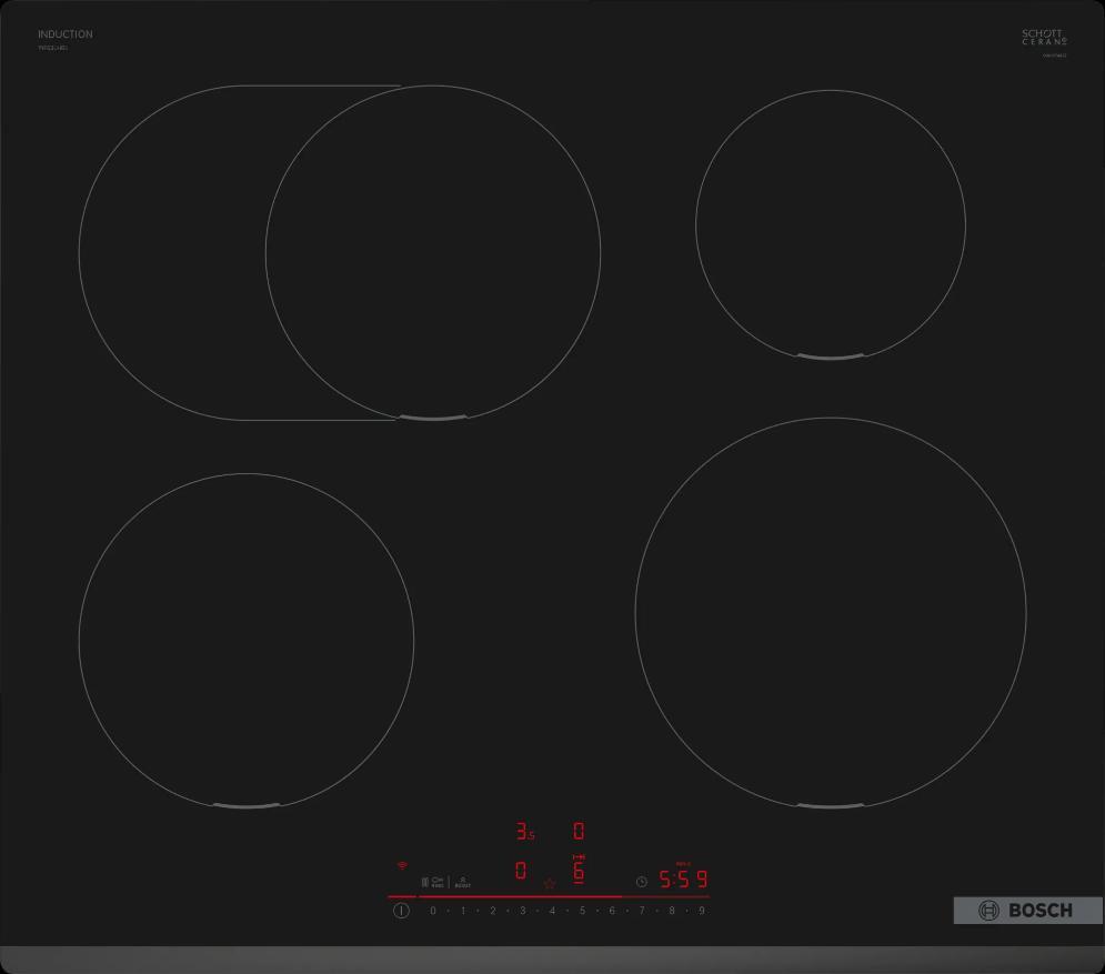Изображение товара Индукционная варочная панель Bosch Serie 6 HMIL6W PIF631HB1E 59.2 см 4 конфорки черная