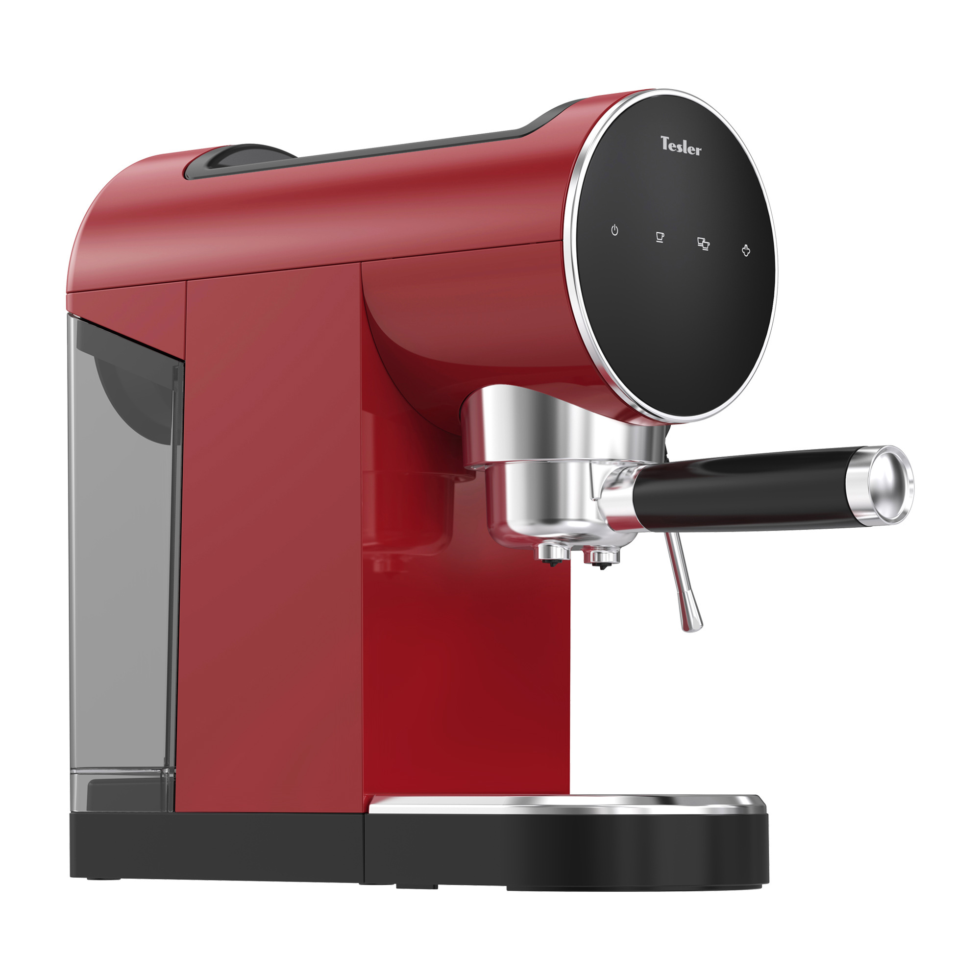 Изображение товара Рожковая кофеварка Tesler ECM-260 1360 Вт 20 бар Красный стильный дизайн