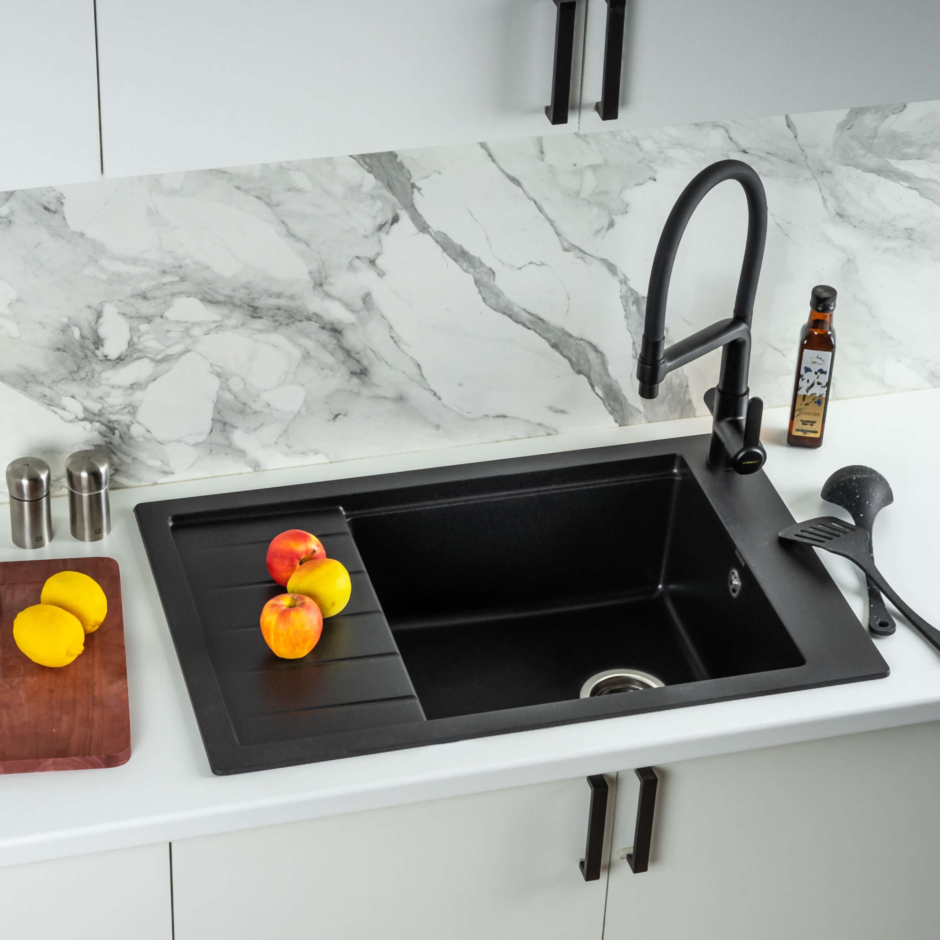 Изображение товара Мойка для кухни из искусственного камня Wisent MWP780-25 оникс 770x510