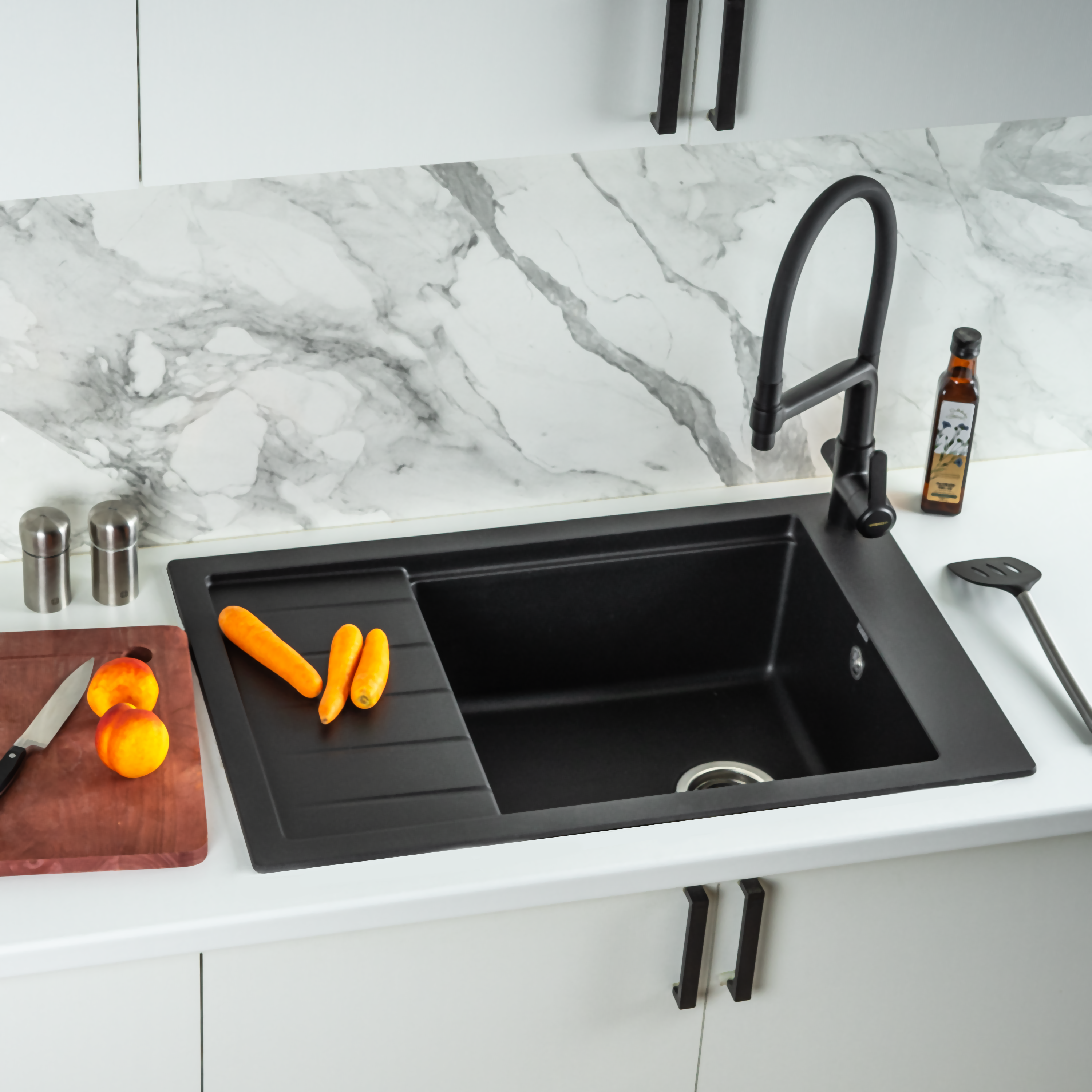 Изображение товара Мойка для кухни из искусственного камня Wisent MWP780-26 антрацит 850x570 мм