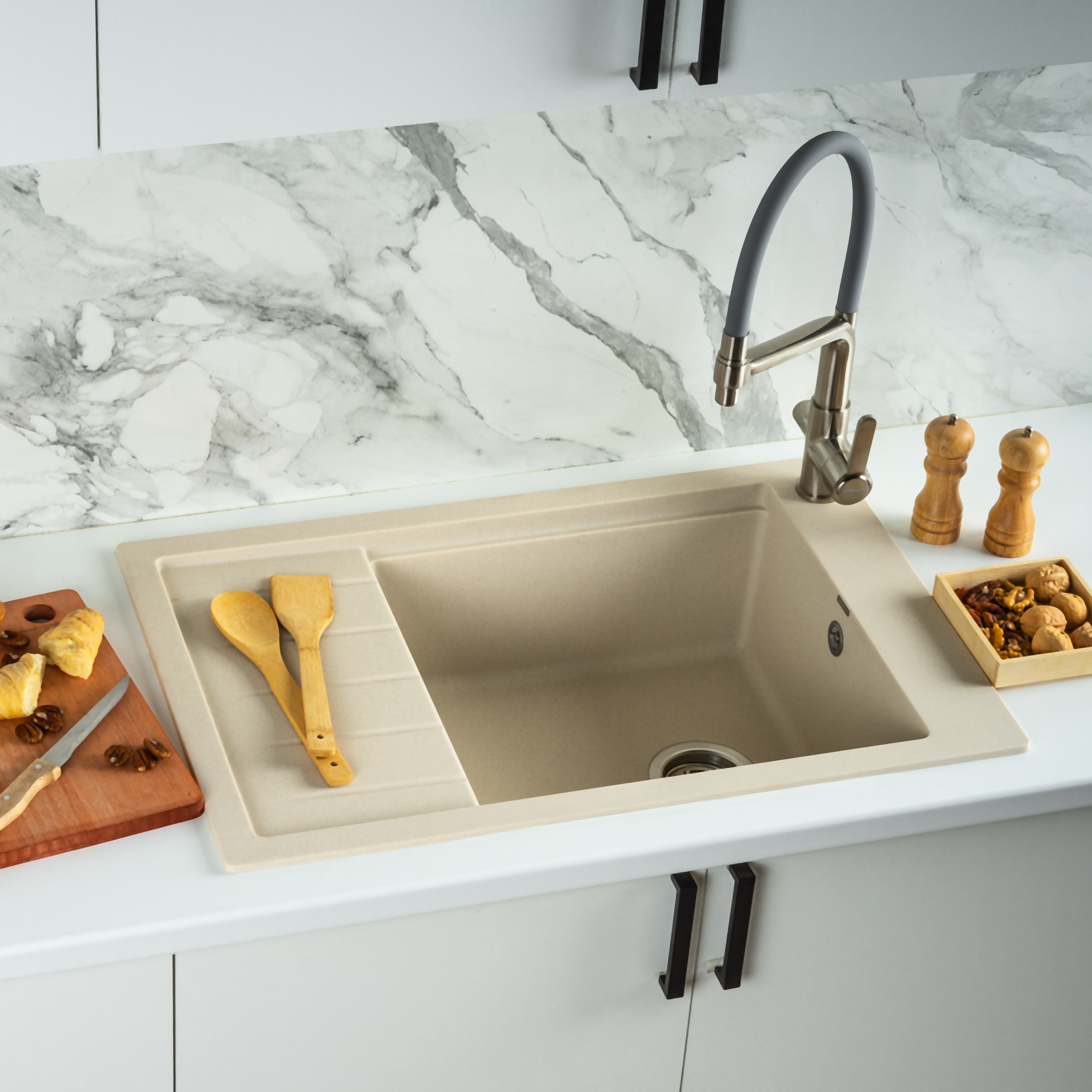 Изображение товара Мойка для кухни WISENT MWP780-30 крем 770x510 из искусственного камня Изображение товара Мойка для кухни WISENT MWP780-30 крем 770x510 из искусственного камня