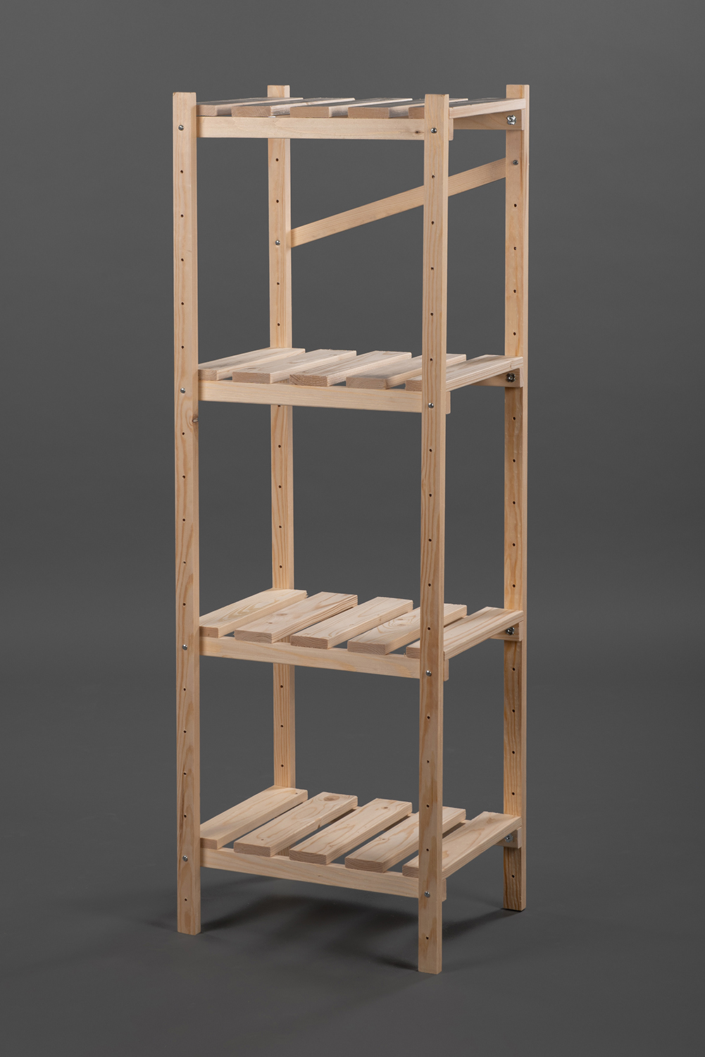 Изображение товара Деревянный стеллаж Ёлки-палки 43x87x31 см из массива сосны, регулируемые полки
