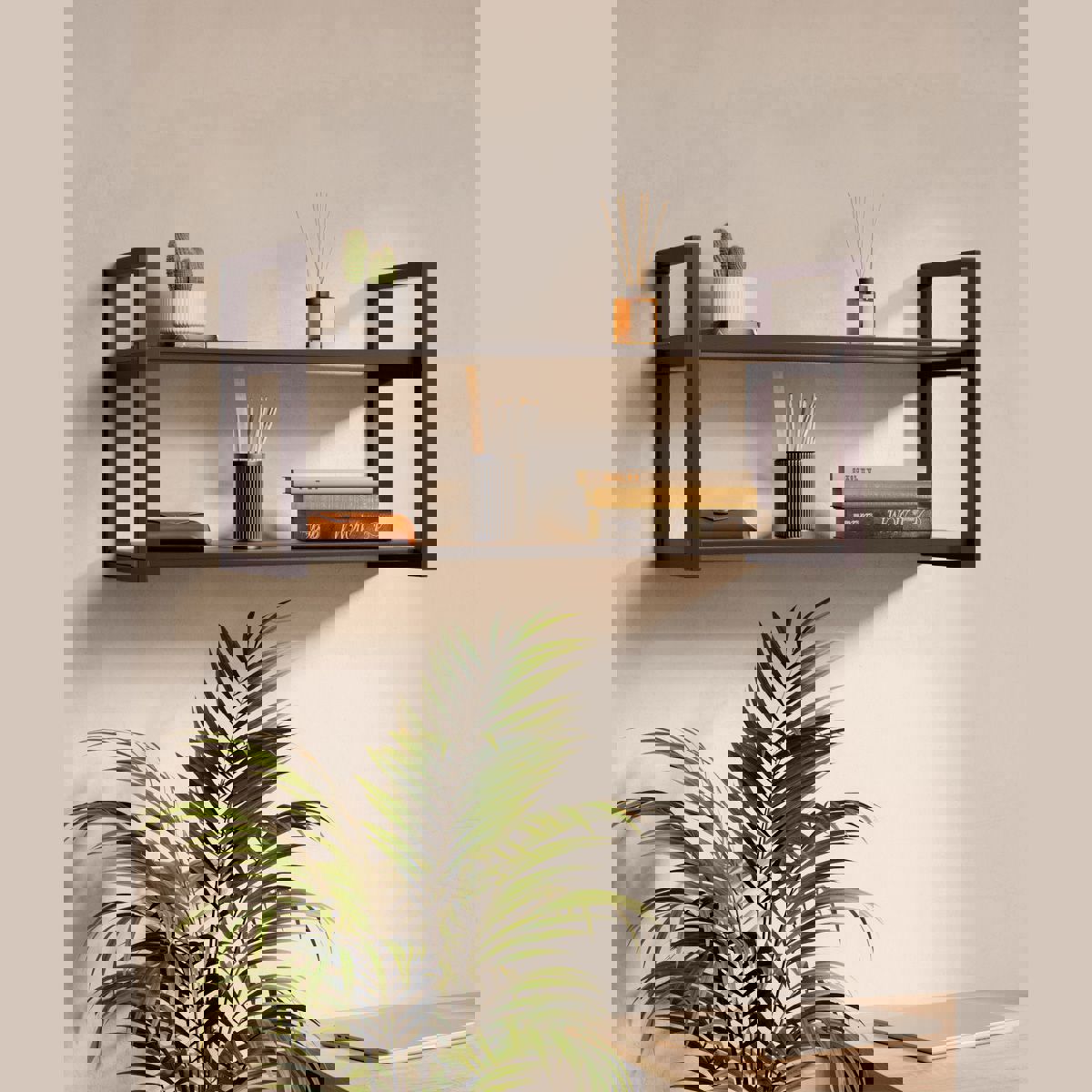 Изображение товара Полка двухъярусная конструкция 69x29.2 см ЛДСП цвет венге/черный каркас