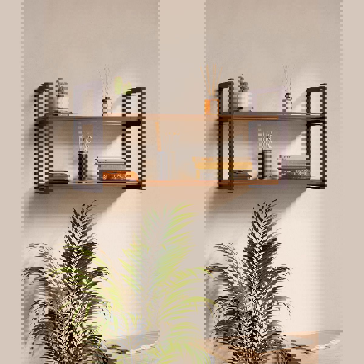 Изображение товара Полка двухъярусная конструкция 69x29.2 см ЛДСП цвет орех