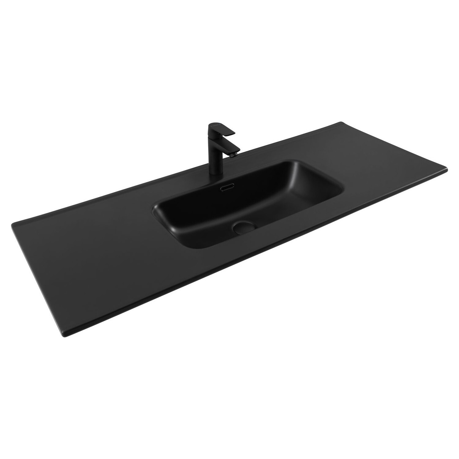 Изображение товара Раковина Aquanet Flat 120 черная матовая - прямоугольная керамика 120 см
