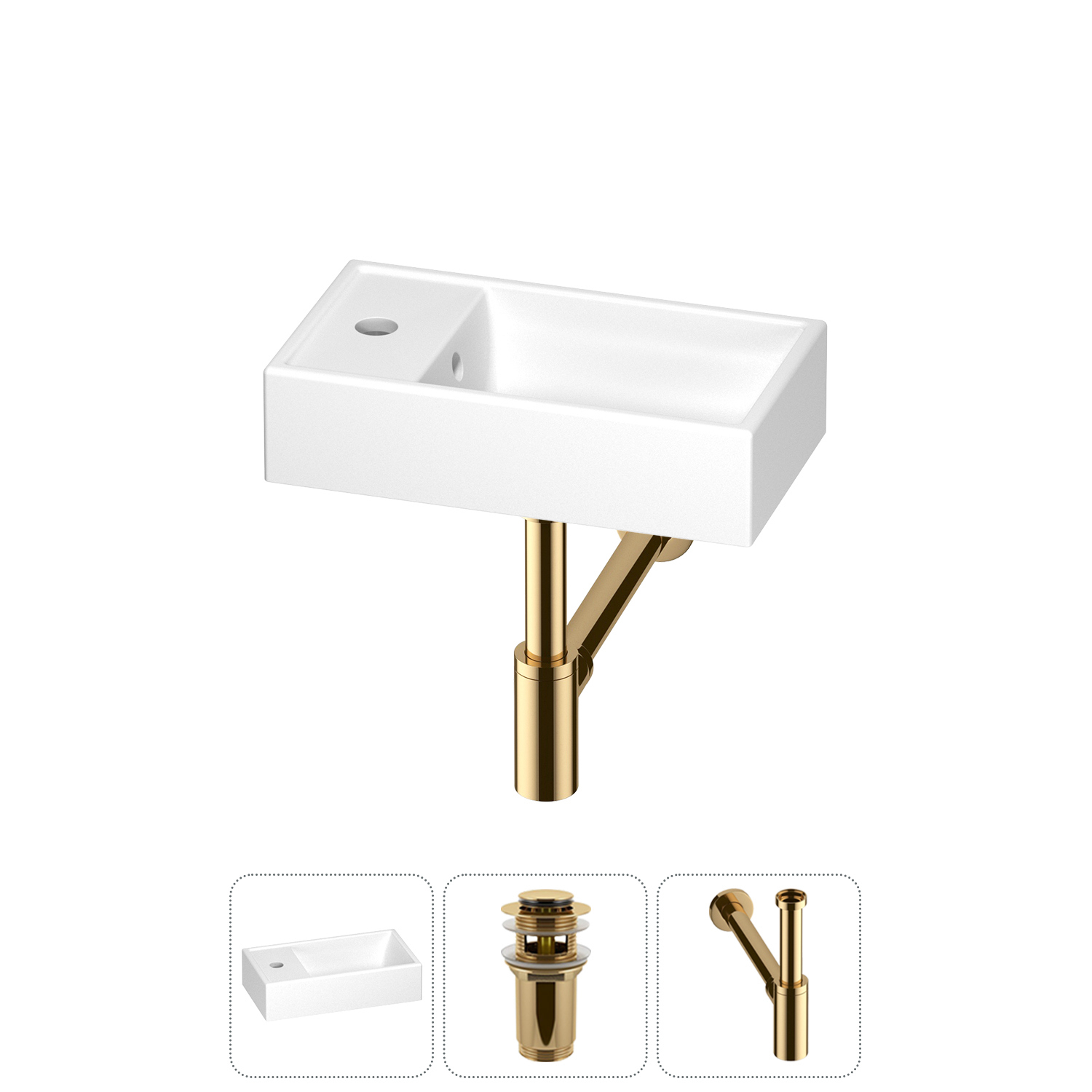 Изображение товара Мини-раковина для ванной Wellsee WC Area 40 см белая с золочением