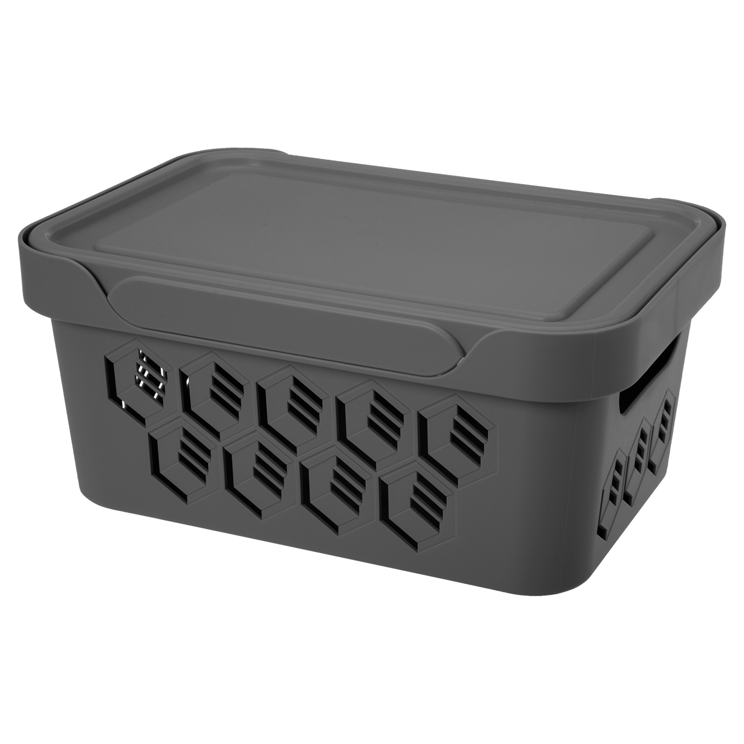 Изображение товара Ящик с крышкой Econova Deluxe 27x19x12 см серый для хранения мелочей