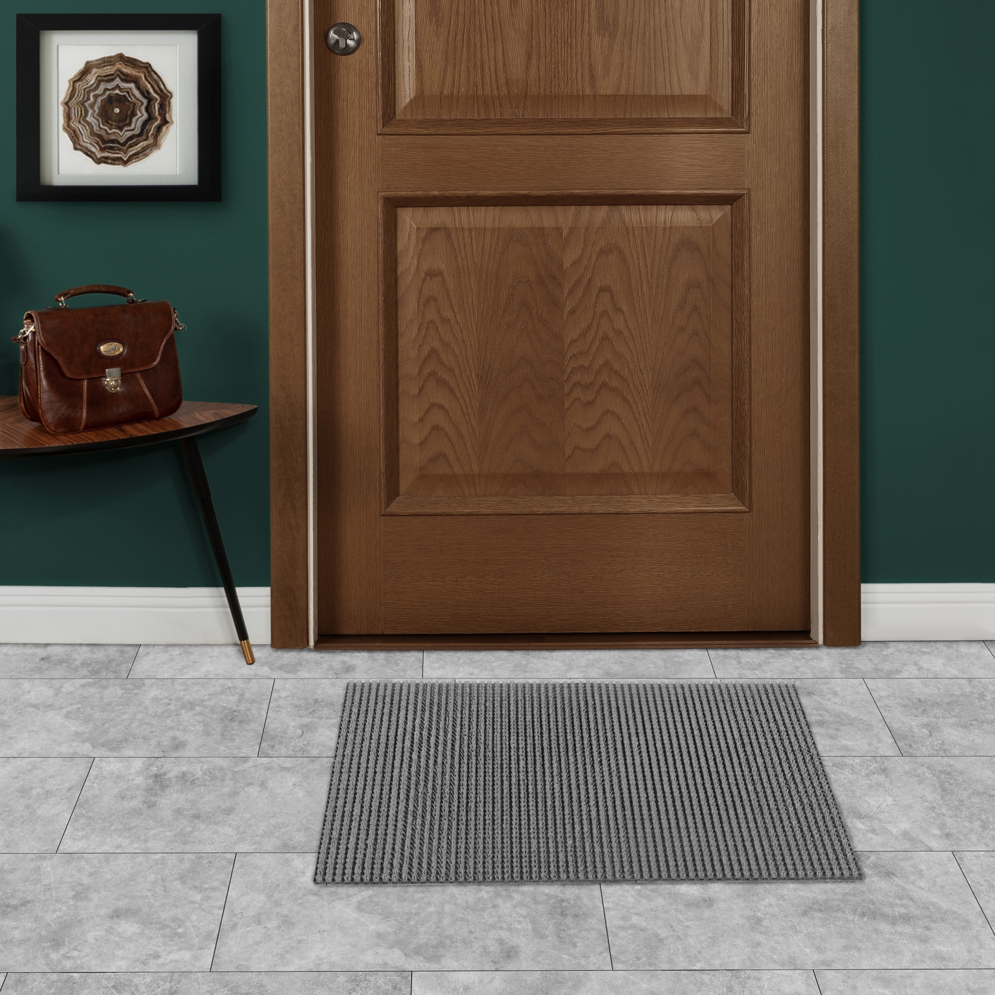 Изображение товара Коврик грязезащитный 45x60 см серый металлик противоскользящий для дома и улицы