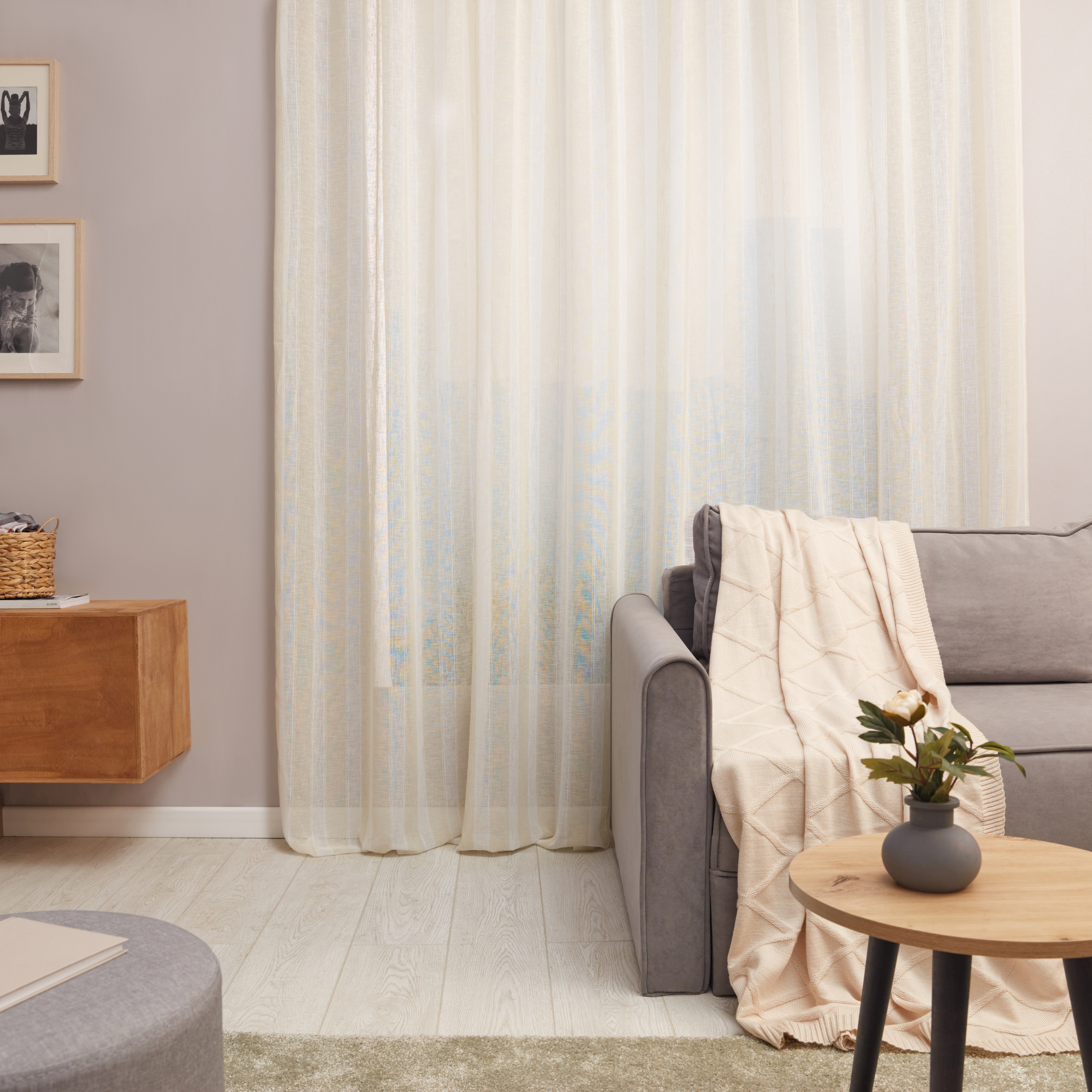 Изображение товара Тюль на ленте Inspire Tamara 300x280 см бежевый Navajo современный текстиль