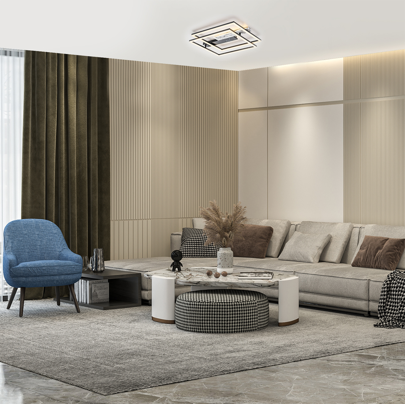 Изображение товара Люстра потолочная светодиодная Escada Slab 10251/2 с пультом управления 10.5 м² регулируемый белый свет цвет черный