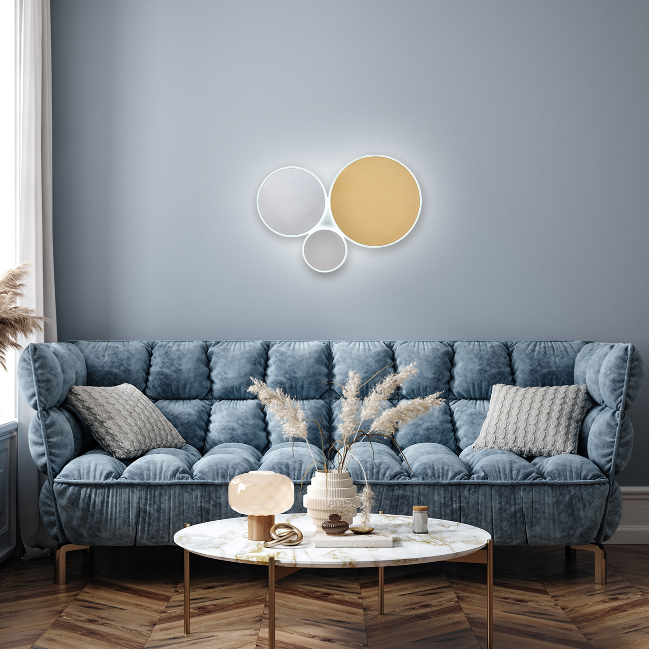 Изображение товара Люстра потолочная светодиодная Escada Pandora 63 Вт с пультом регулировка цвета белый золото