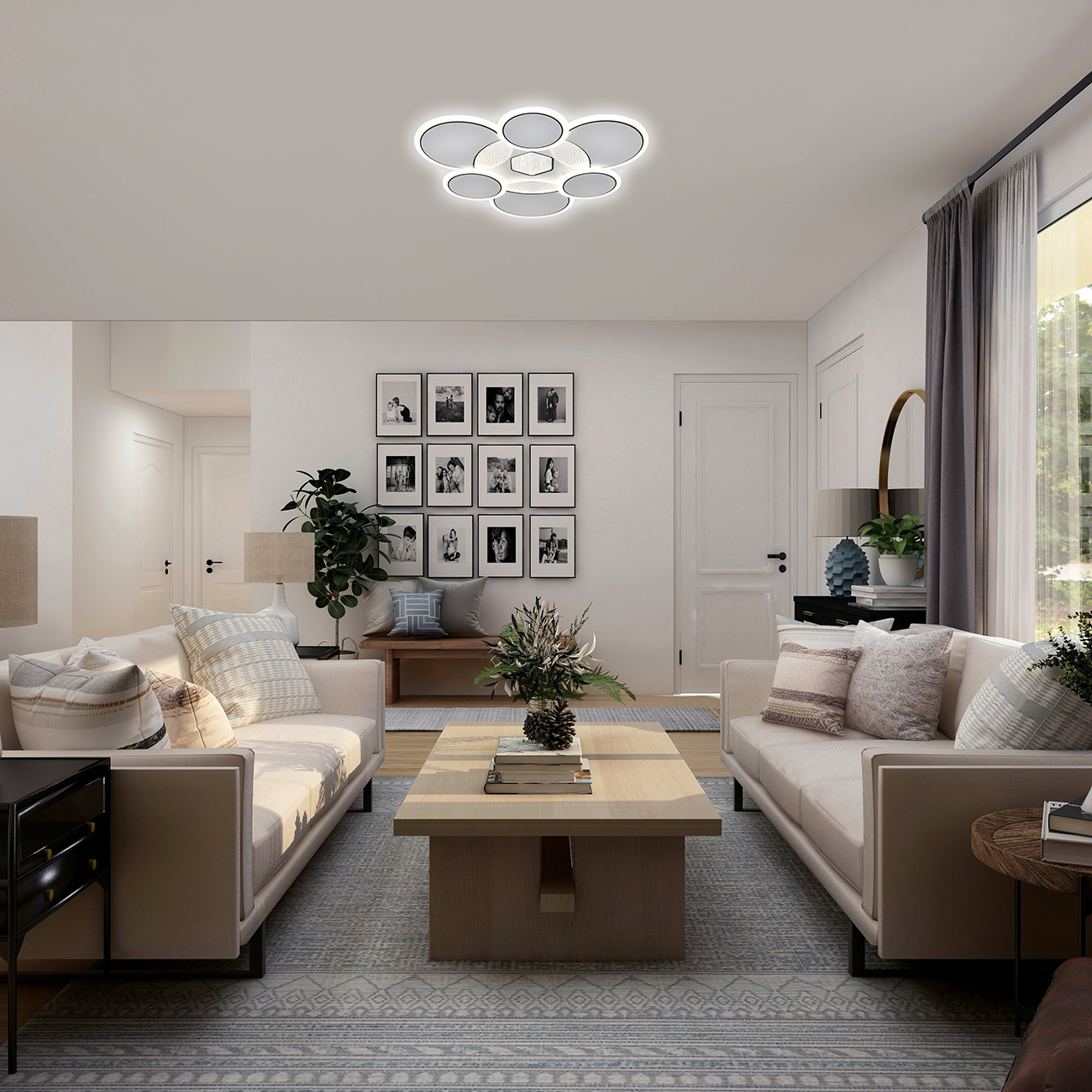 Изображение товара Люстра потолочная светодиодная Escada Dune с пультом управление регулируемый белый свет