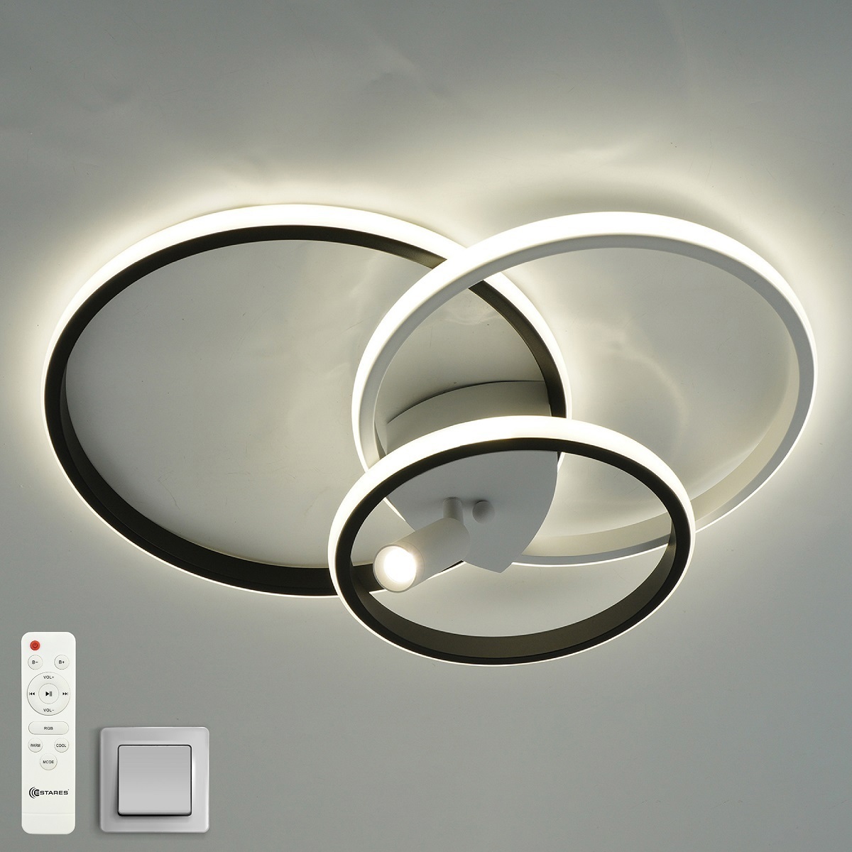 Изображение товара Светодиодная люстра потолочная Estares Idzumi с пультом управлением 15 м² черный современный дизайн