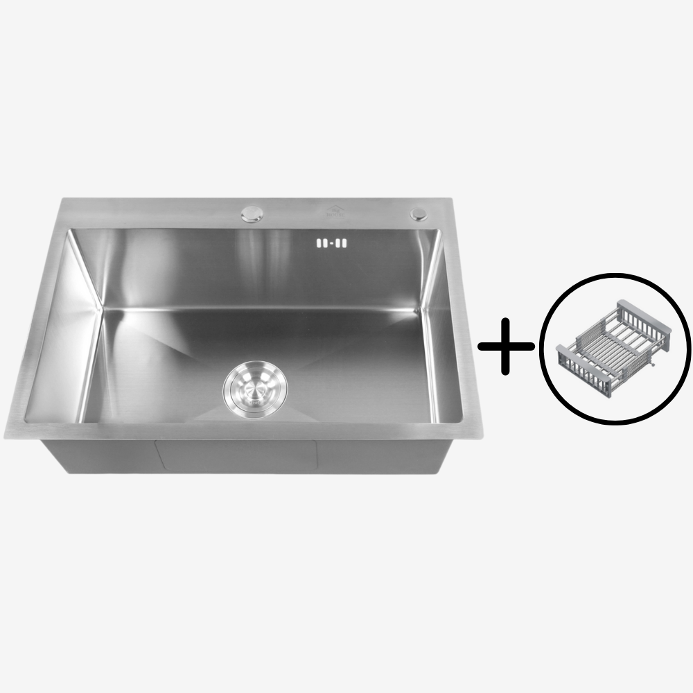 Изображение товара Мойка кухонная Big House HD6845 из нержавеющей сталили с коландером и сифоном