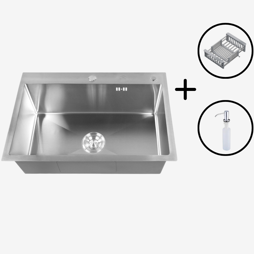 Изображение товара Мойка кухонная Big House HD6845-KD из нержавеющей стали 68x45 см сатиновая