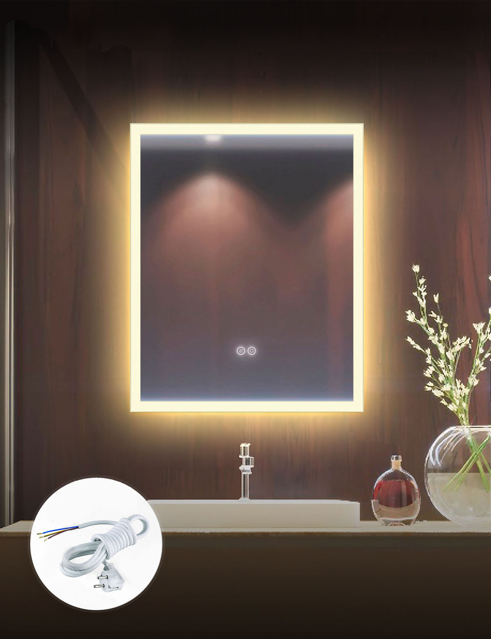 Изображение товара Зеркало для ванной Alfa Mirrors Niko-56 с подсветкой 50x60 см