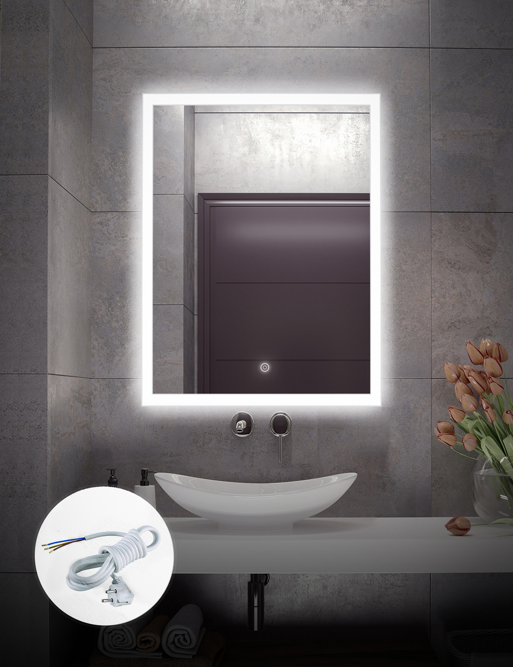 Изображение товара Зеркало для ванной Alfa mirrors Niko-57 с LED подсветкой 50x70 см